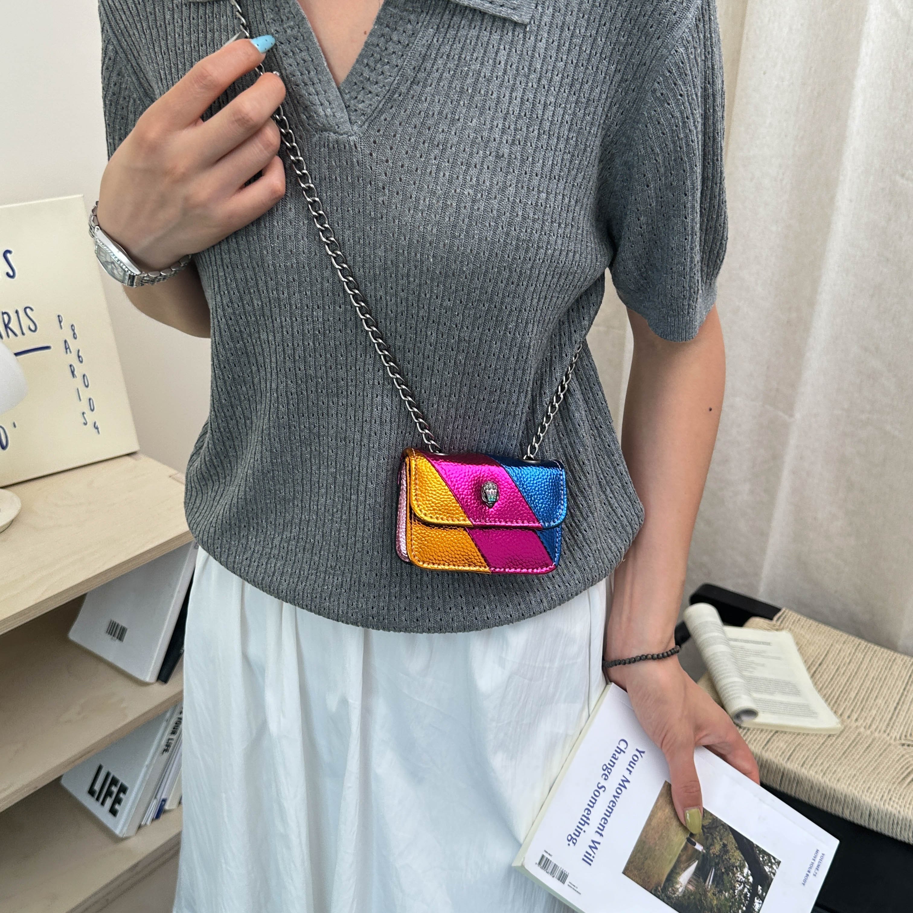 Flap Crossbody Bag with Chain Strap