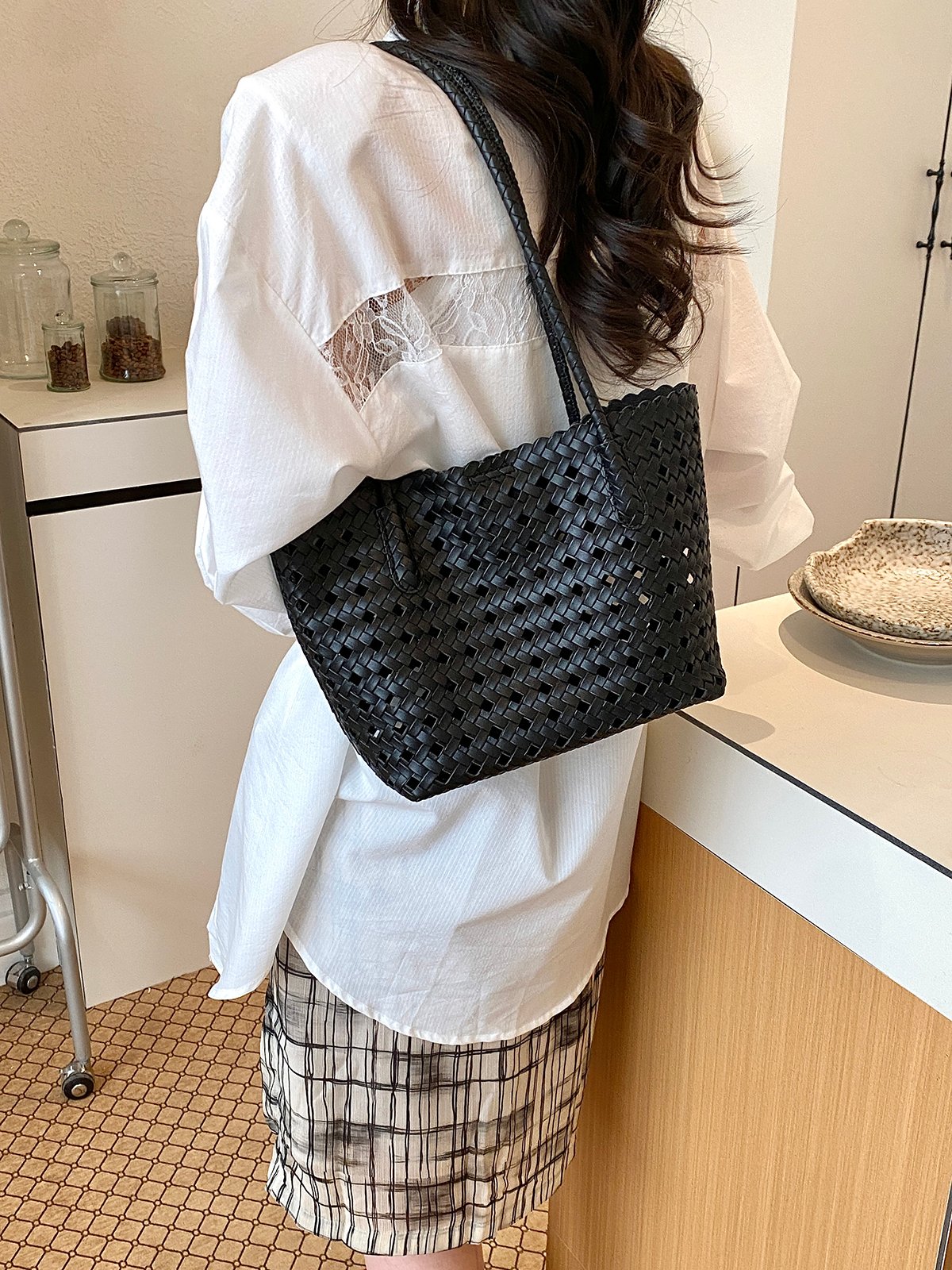 Woven Textured Shoulder Bag