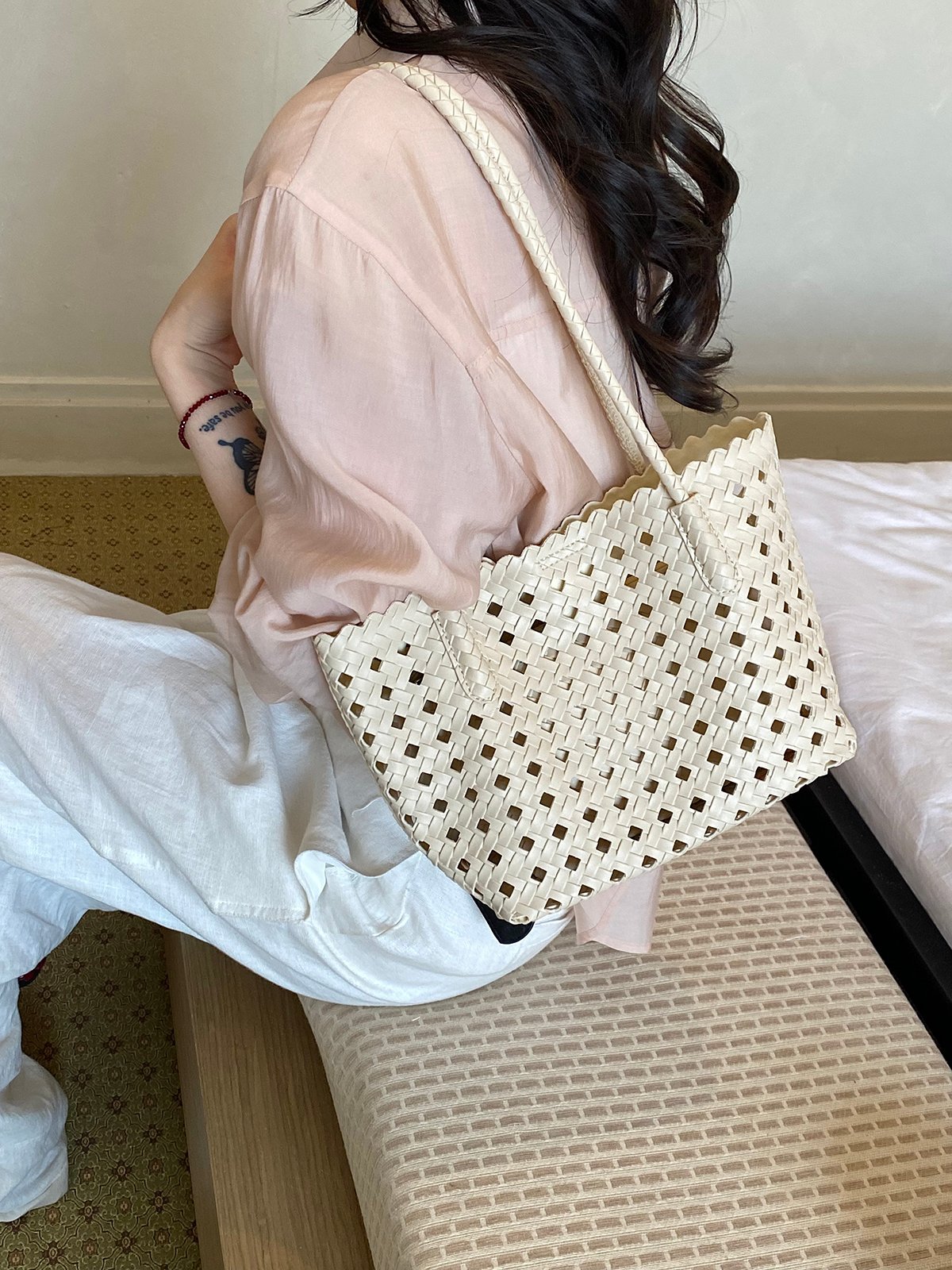 Woven Textured Shoulder Bag