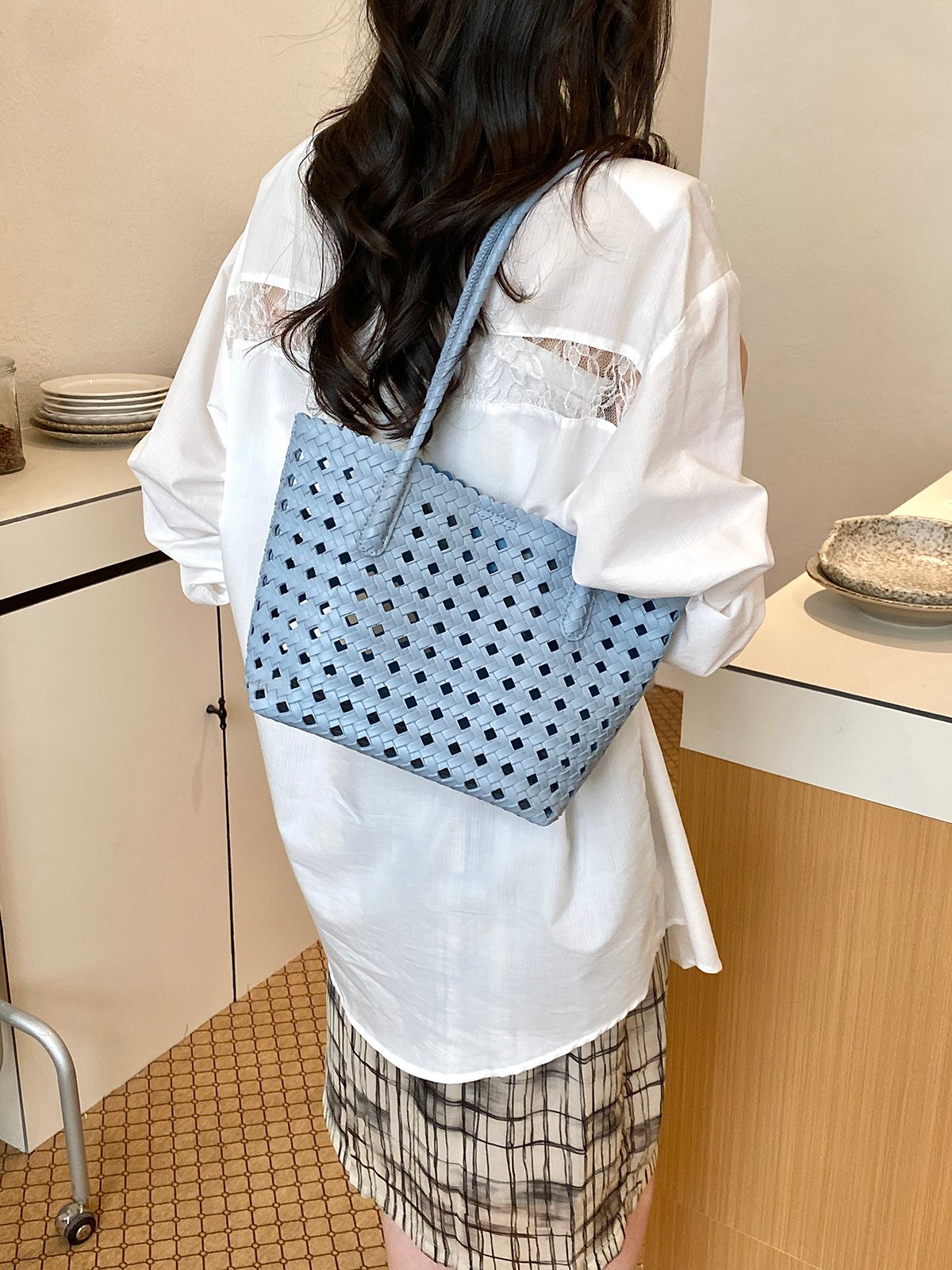 Woven Textured Shoulder Bag