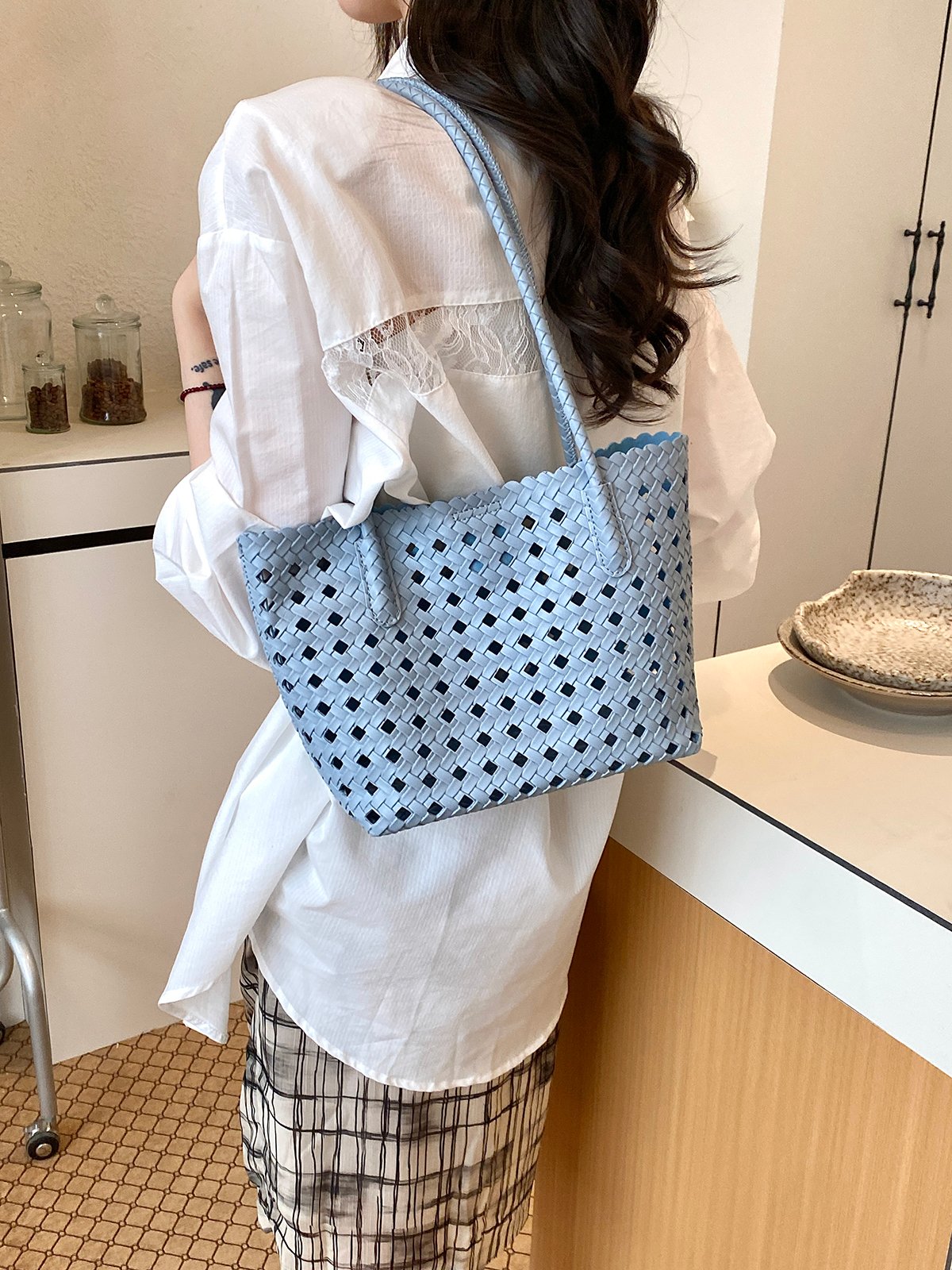 Woven Textured Shoulder Bag