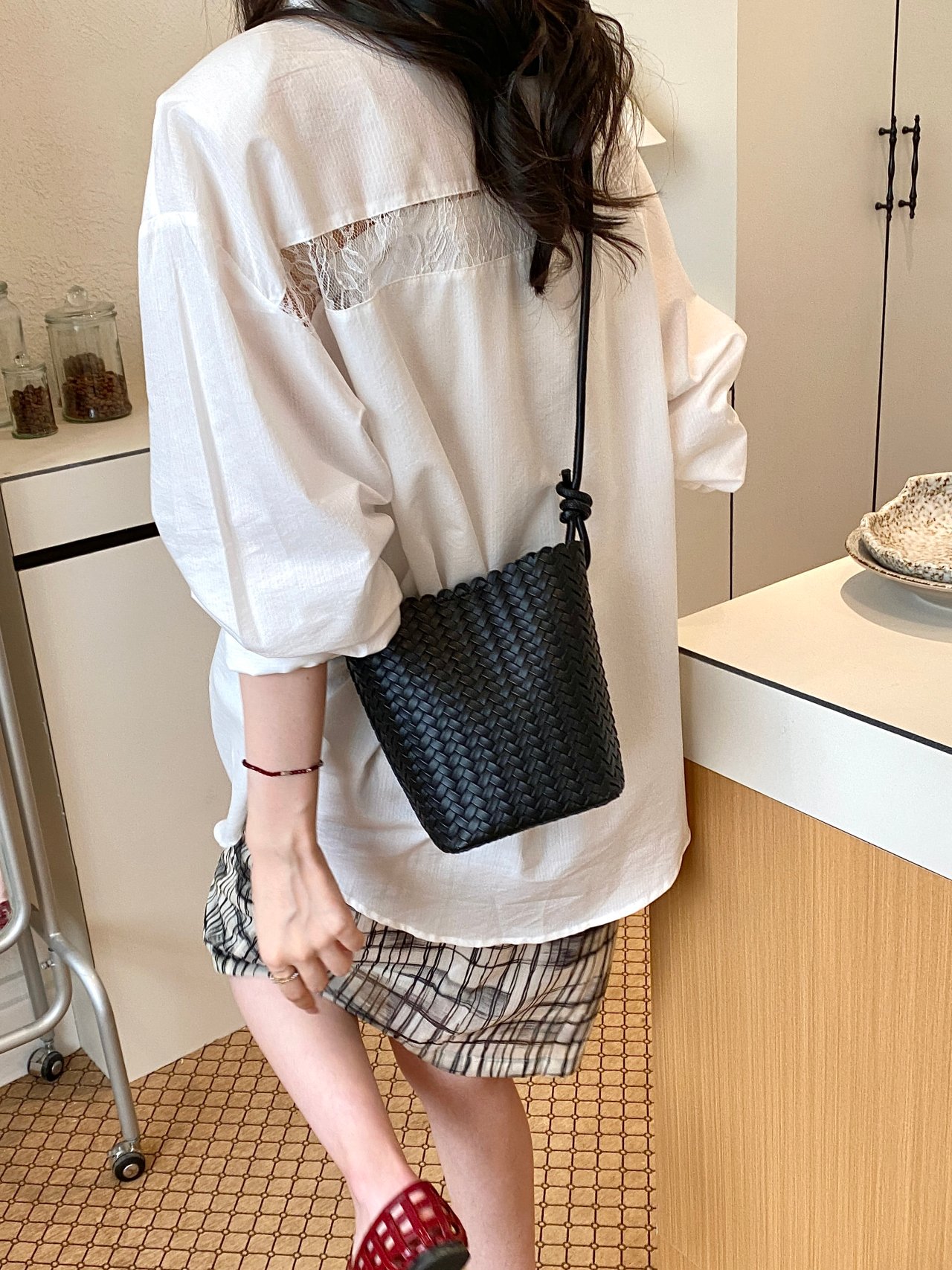 Woven Textured Crossbody Bag