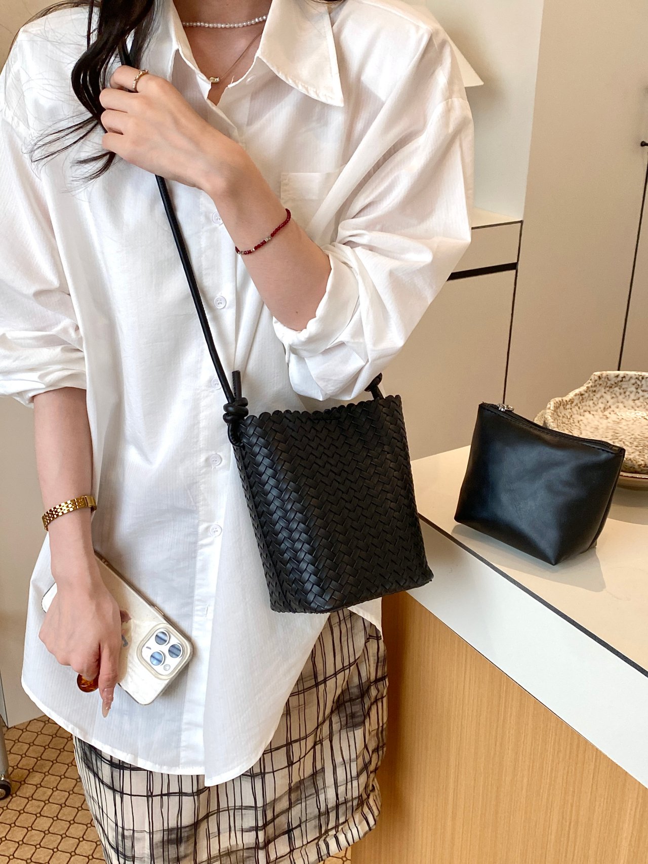 Woven Textured Crossbody Bag