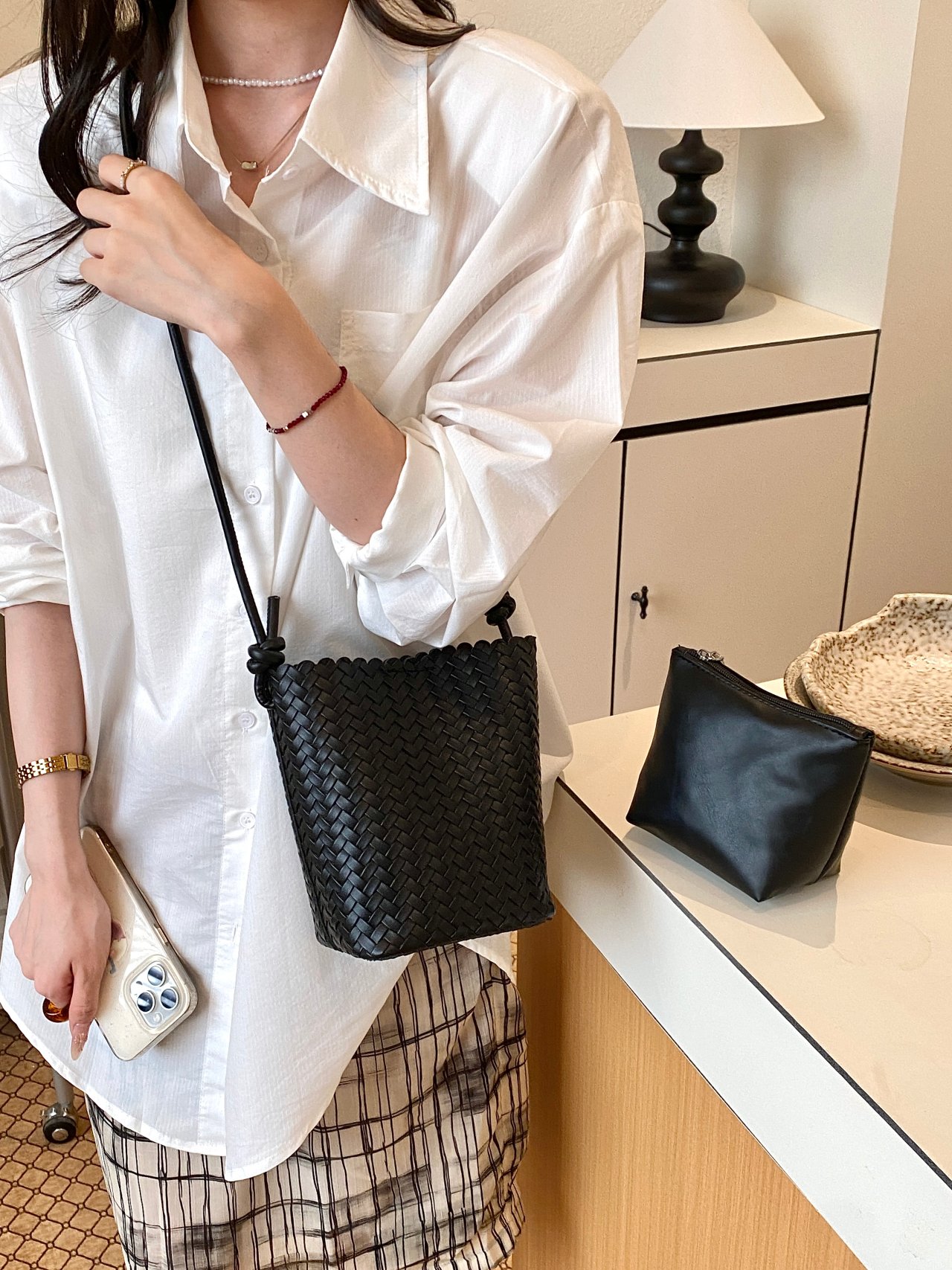 Woven Textured Crossbody Bag