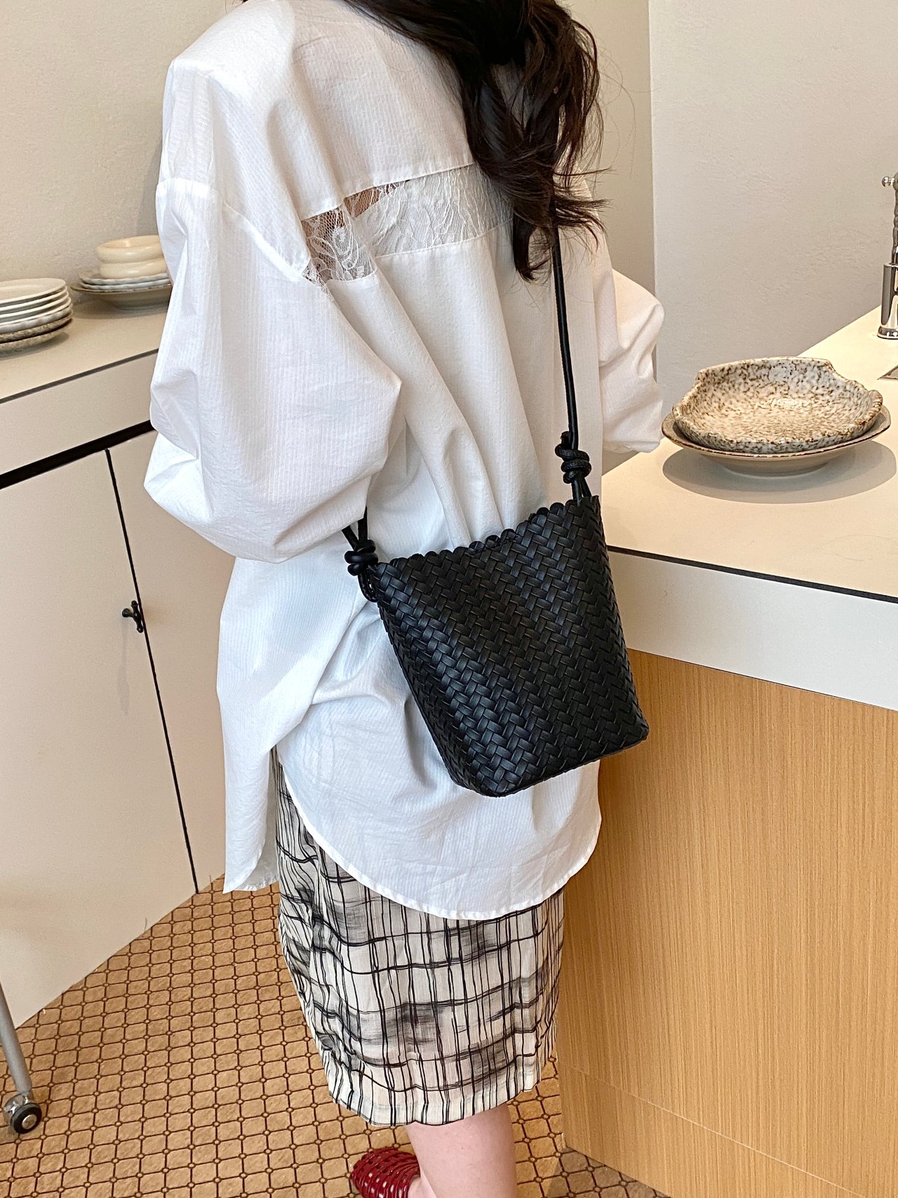 Woven Textured Crossbody Bag