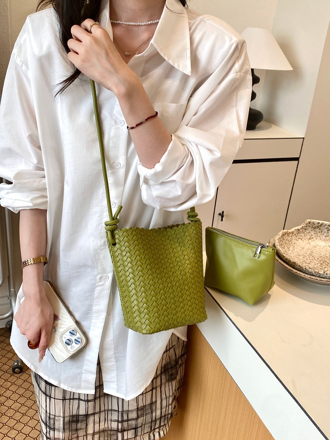 Woven Textured Crossbody Bag
