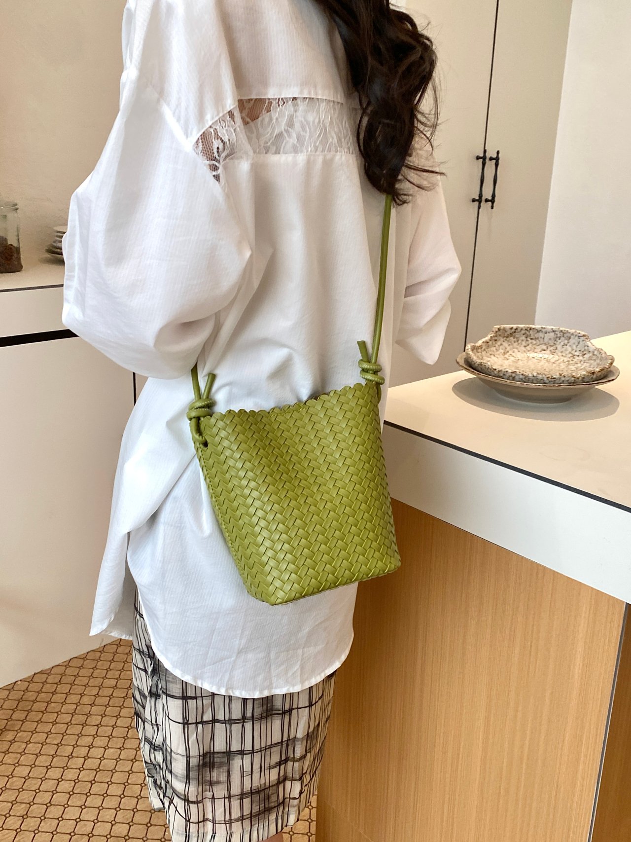 Woven Textured Crossbody Bag