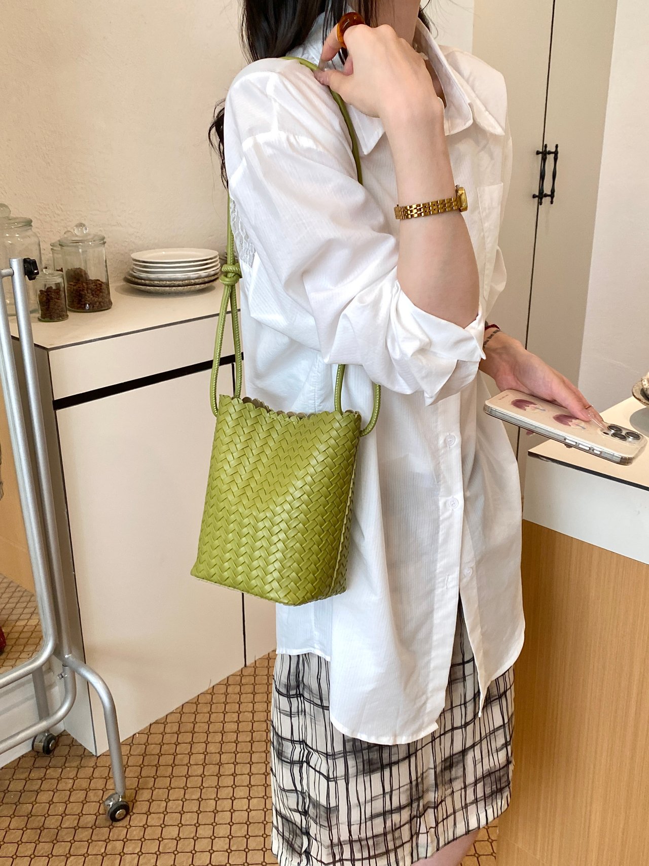 Woven Textured Crossbody Bag