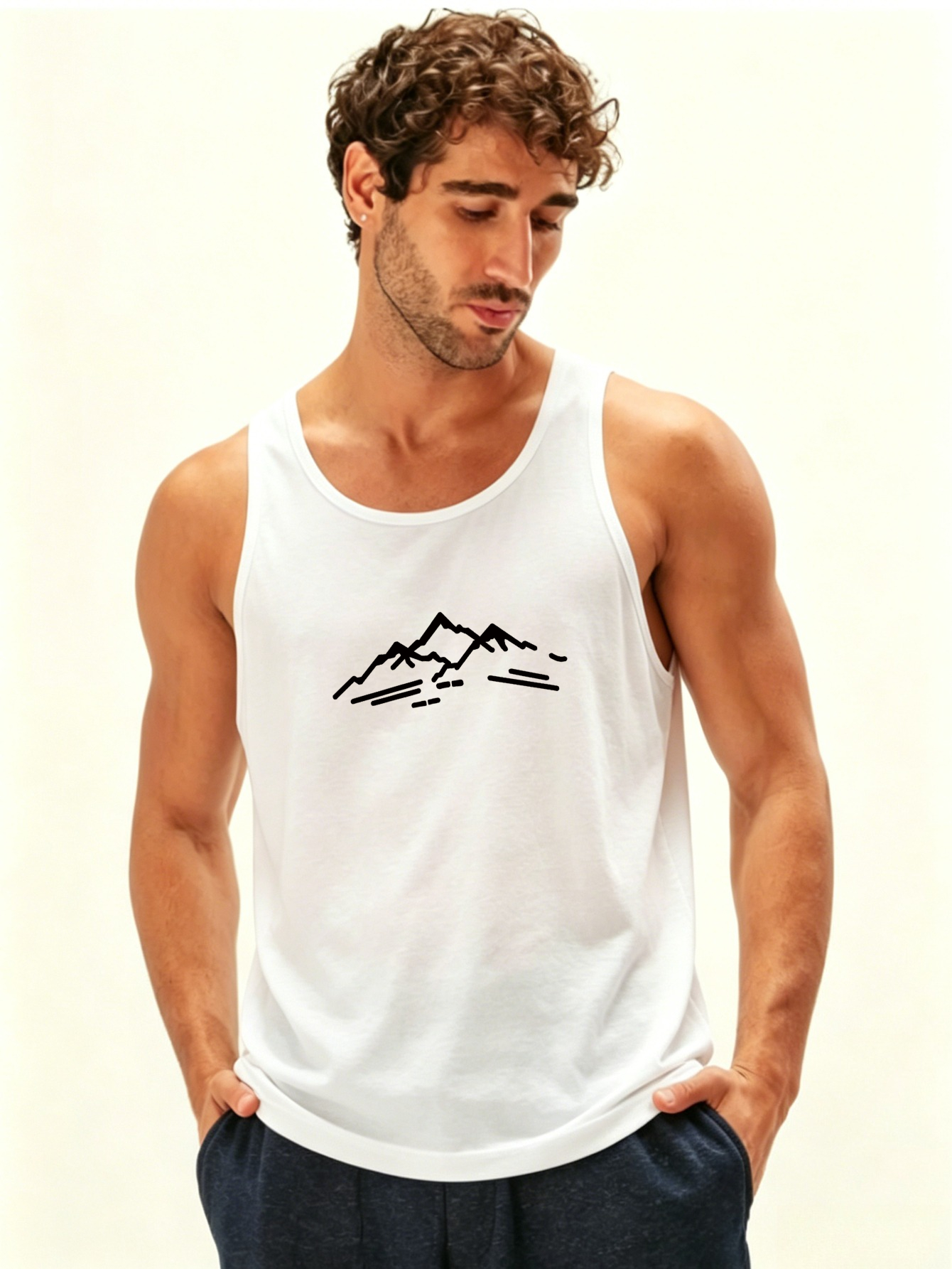 Men Printed Lightweight Tank Top
