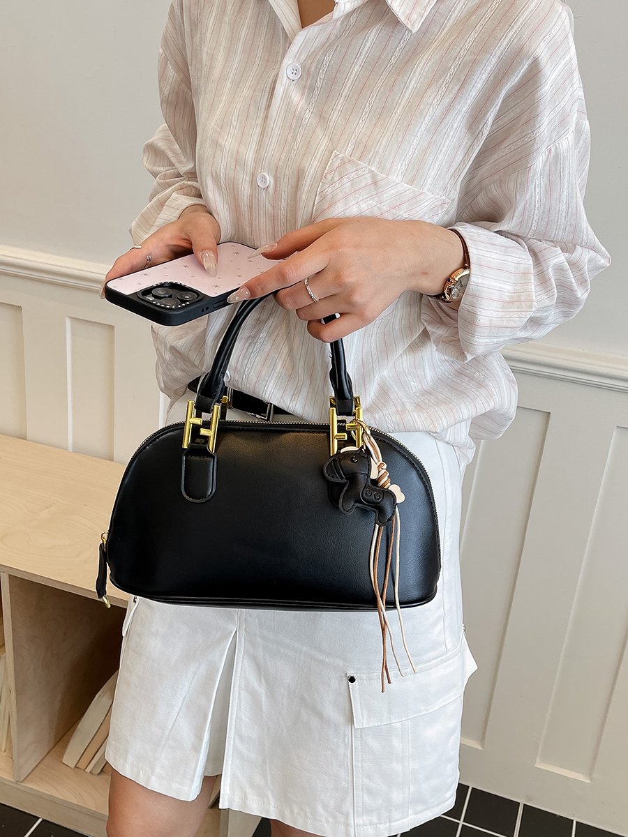 Solid Handbag with Charm