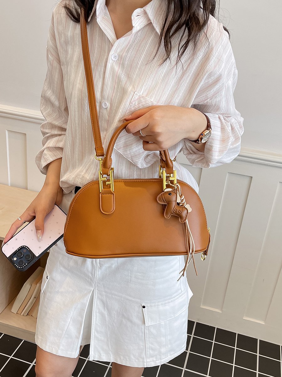 Solid Handbag with Charm