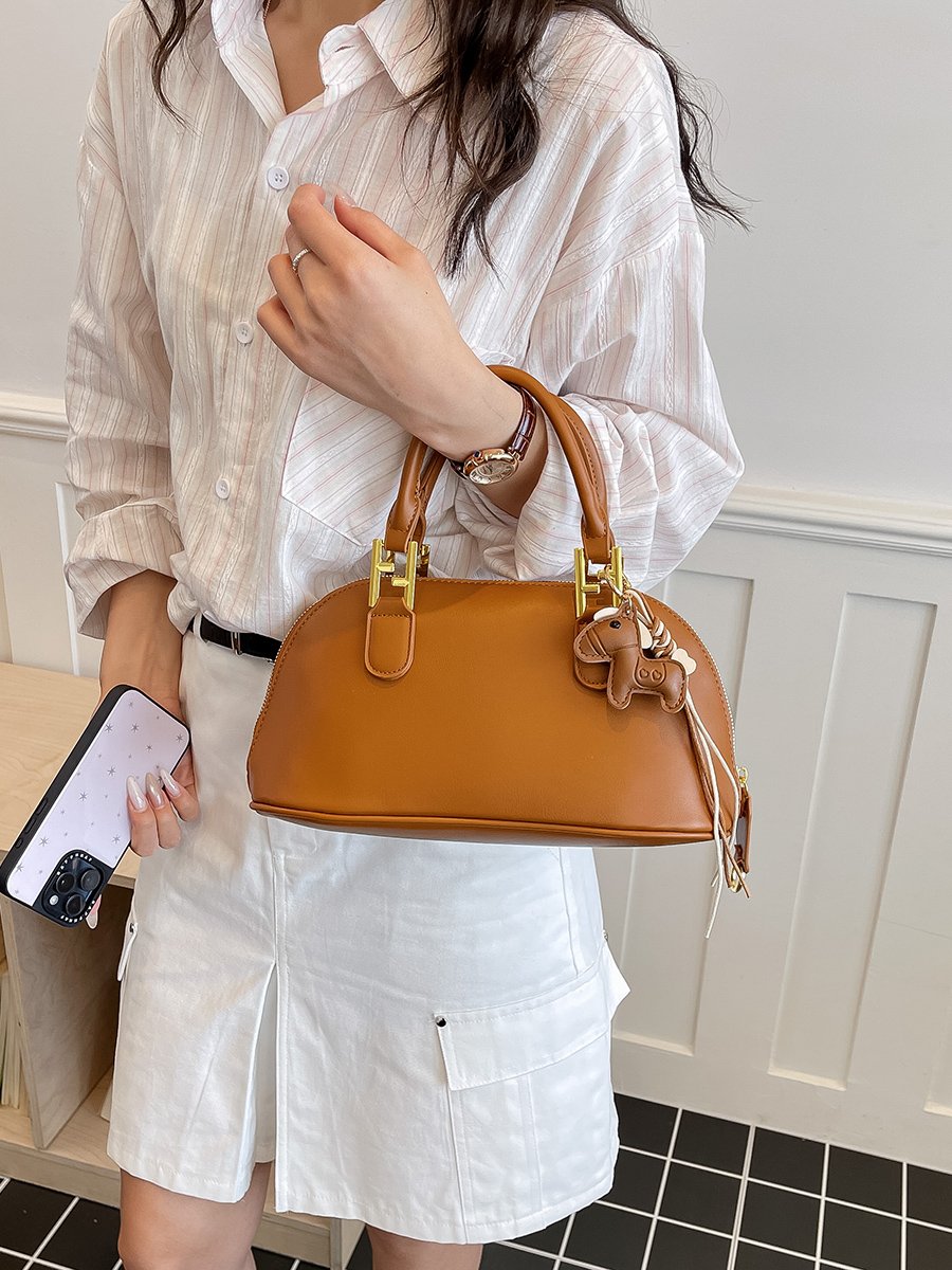 Solid Handbag with Charm