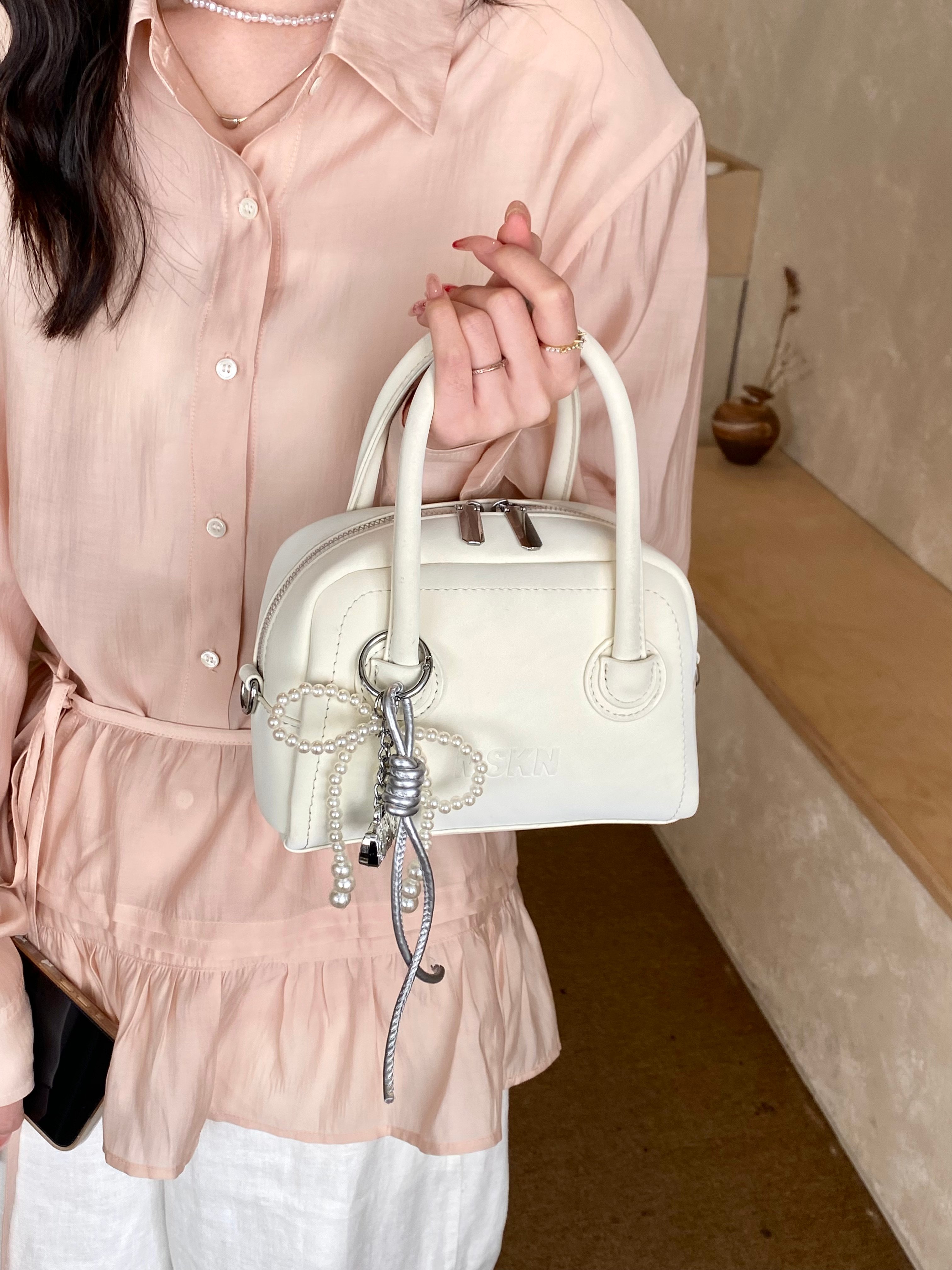 Solid Handbag with Charm