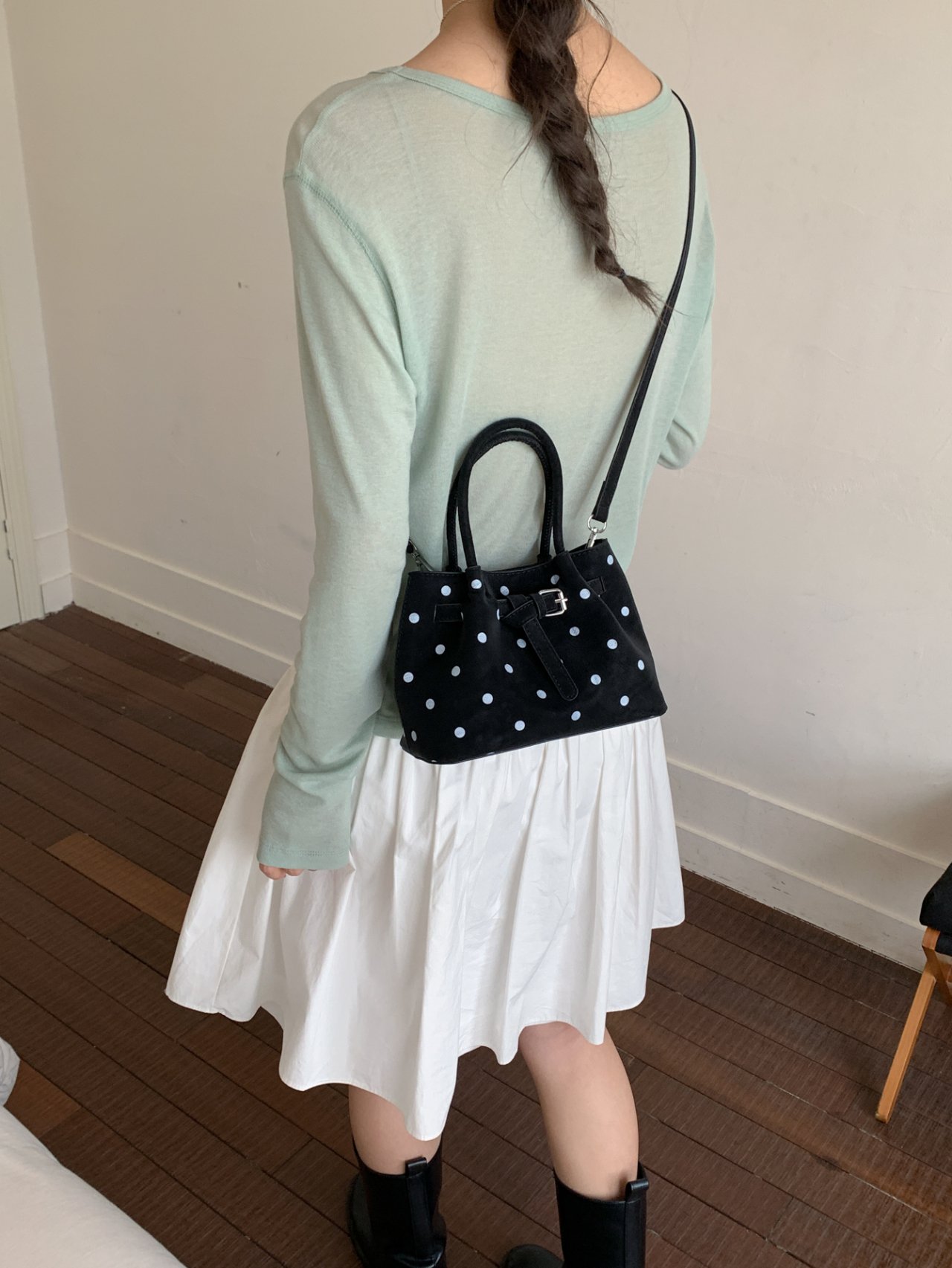 Polka Dot Handbag with Buckle Detail
