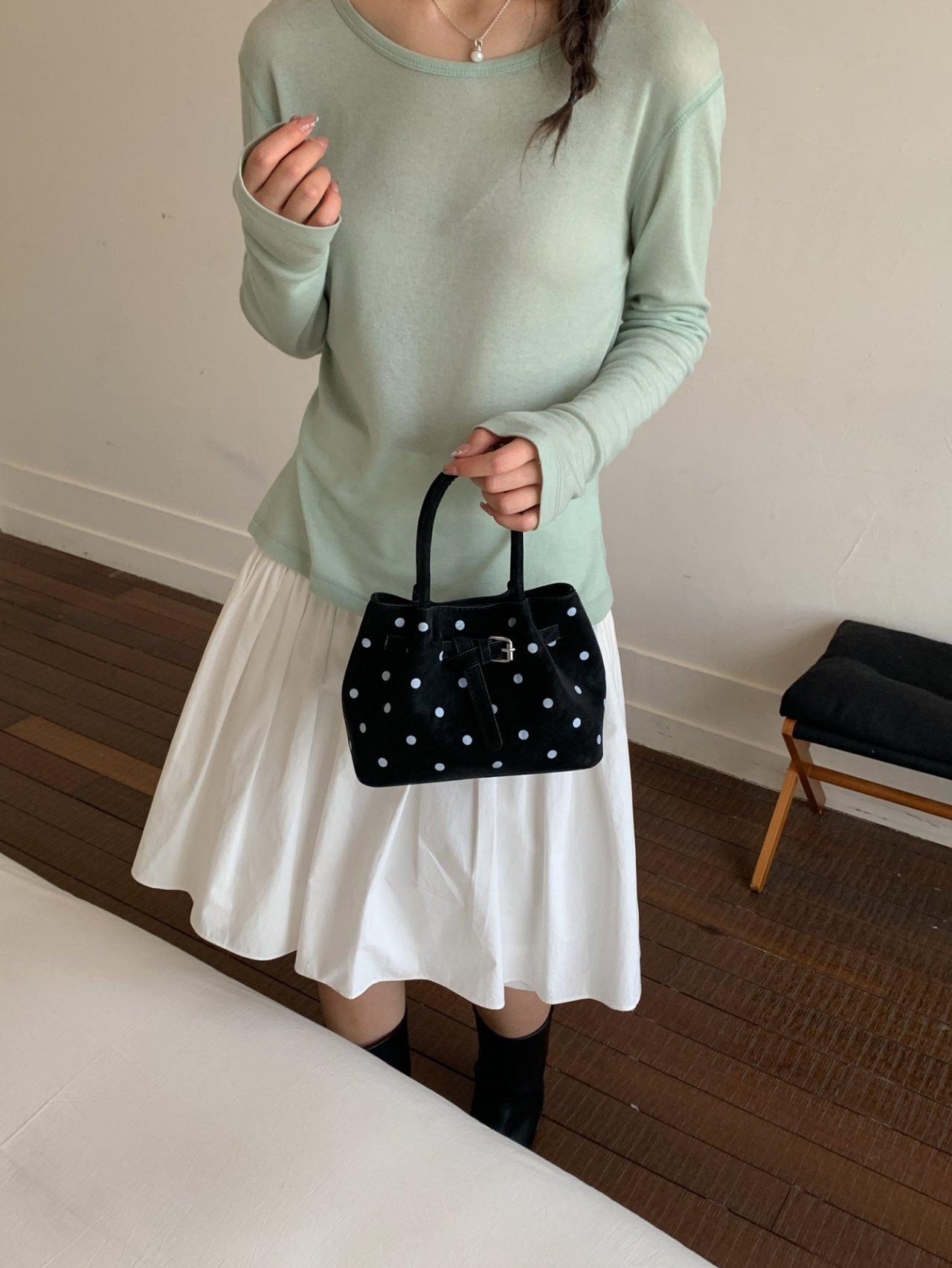 Polka Dot Handbag with Buckle Detail