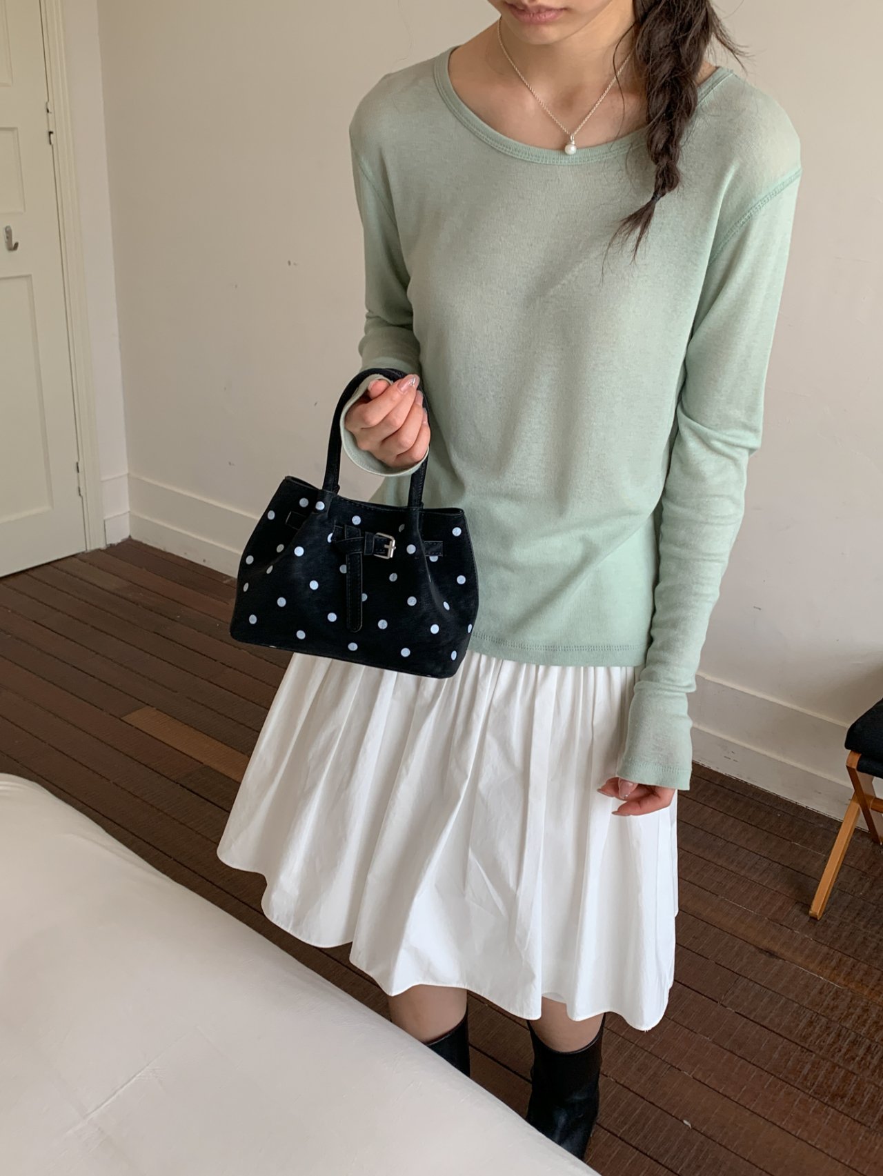 Polka Dot Handbag with Buckle Detail