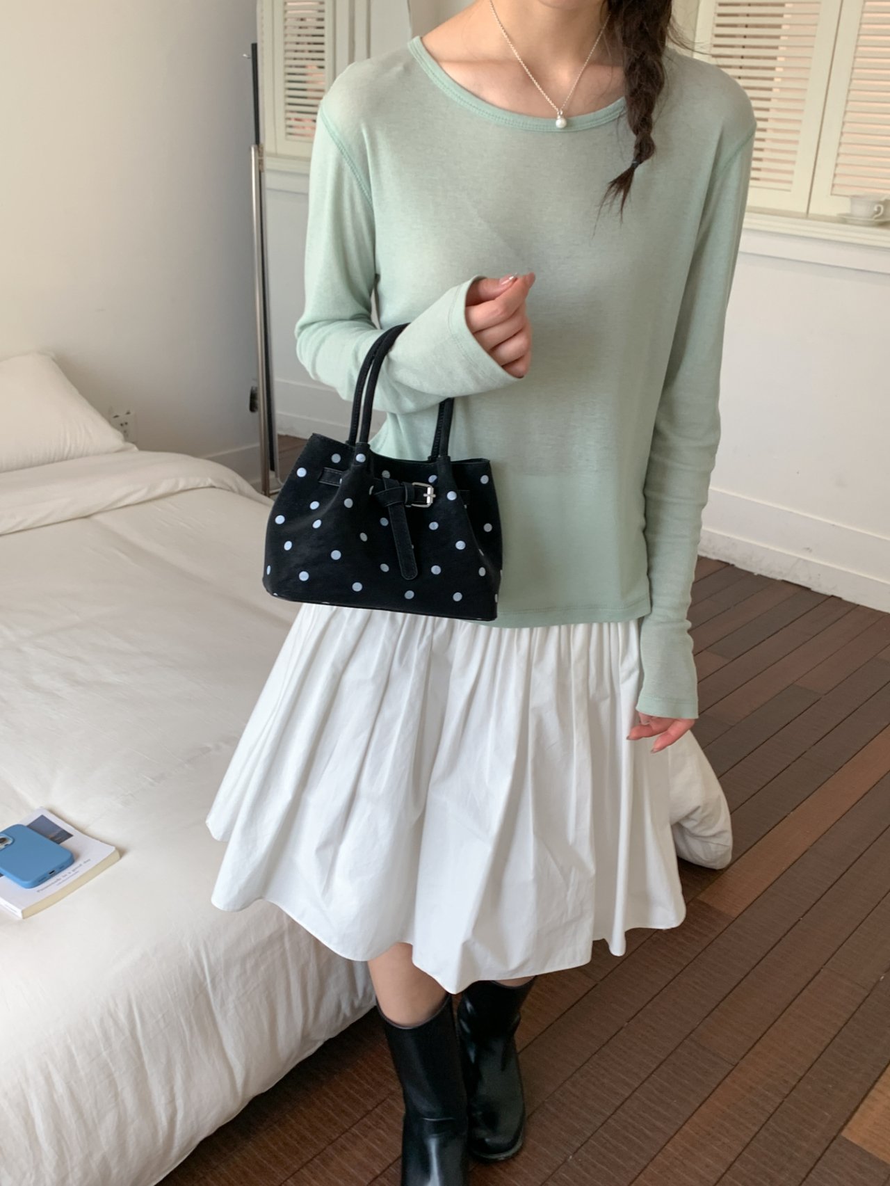 Polka Dot Handbag with Buckle Detail