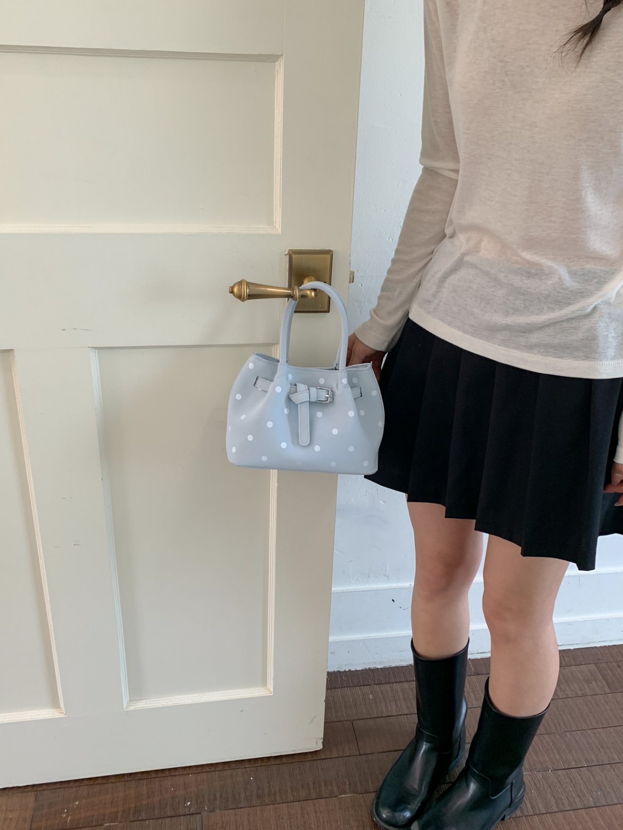 Polka Dot Handbag with Buckle Detail