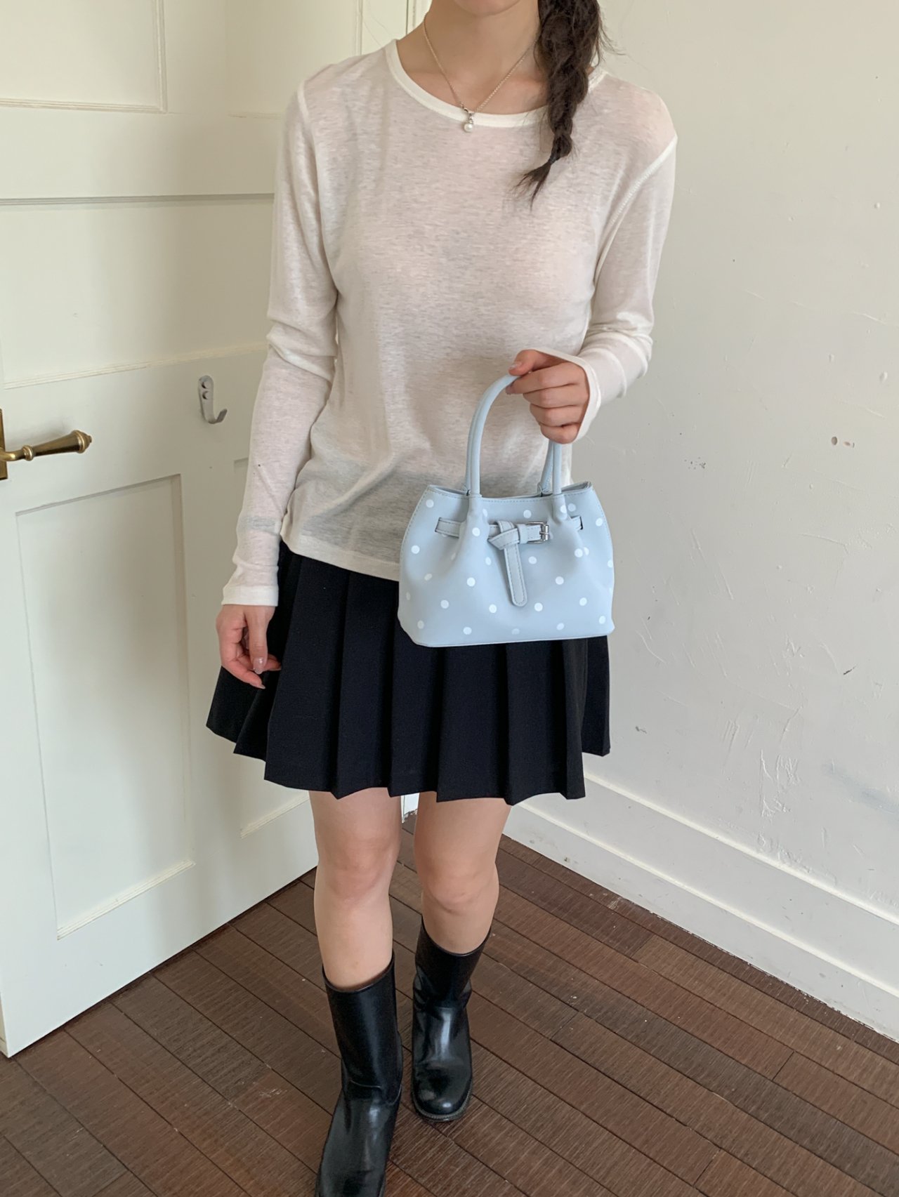 Polka Dot Handbag with Buckle Detail