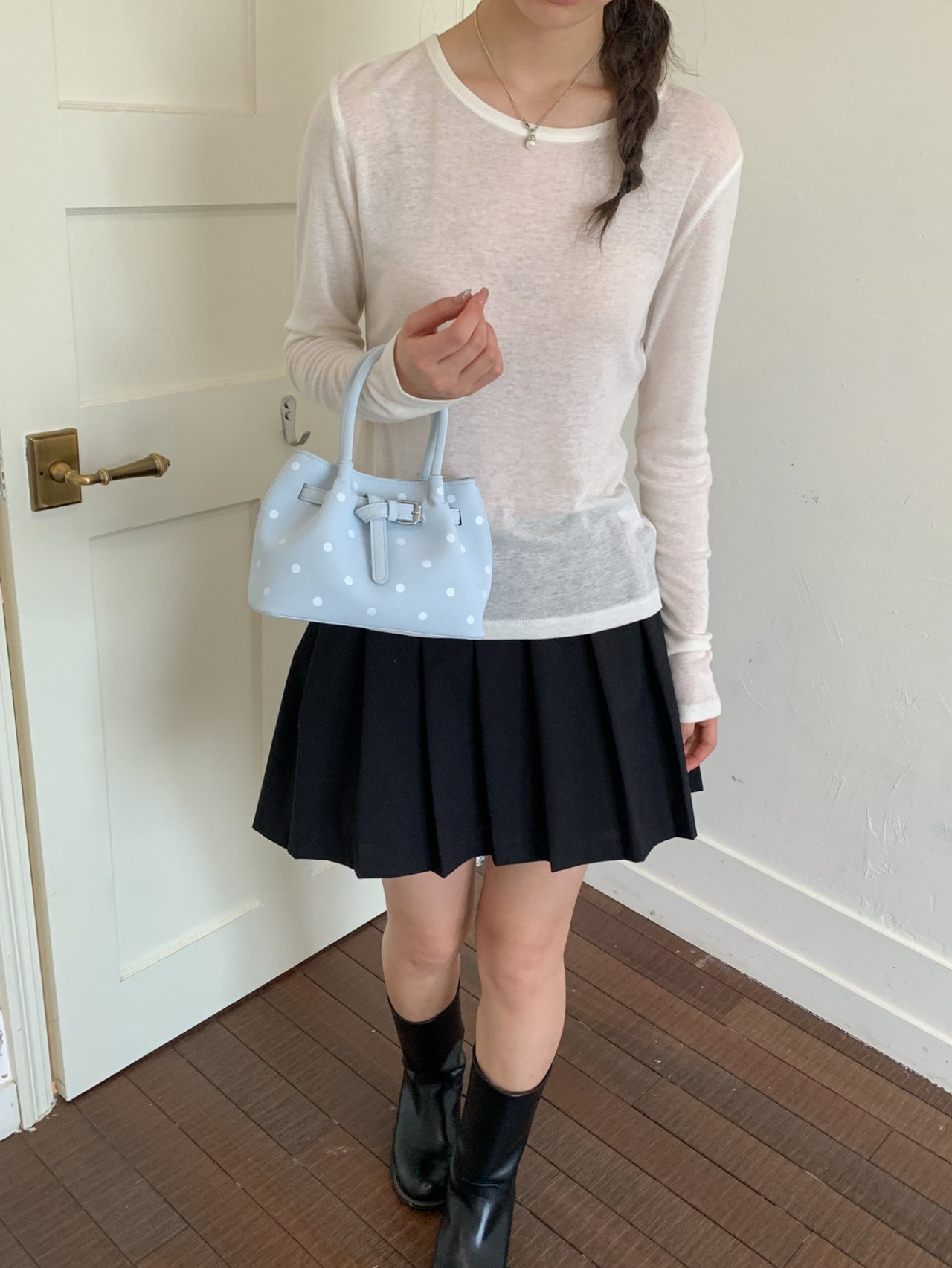 Polka Dot Handbag with Buckle Detail