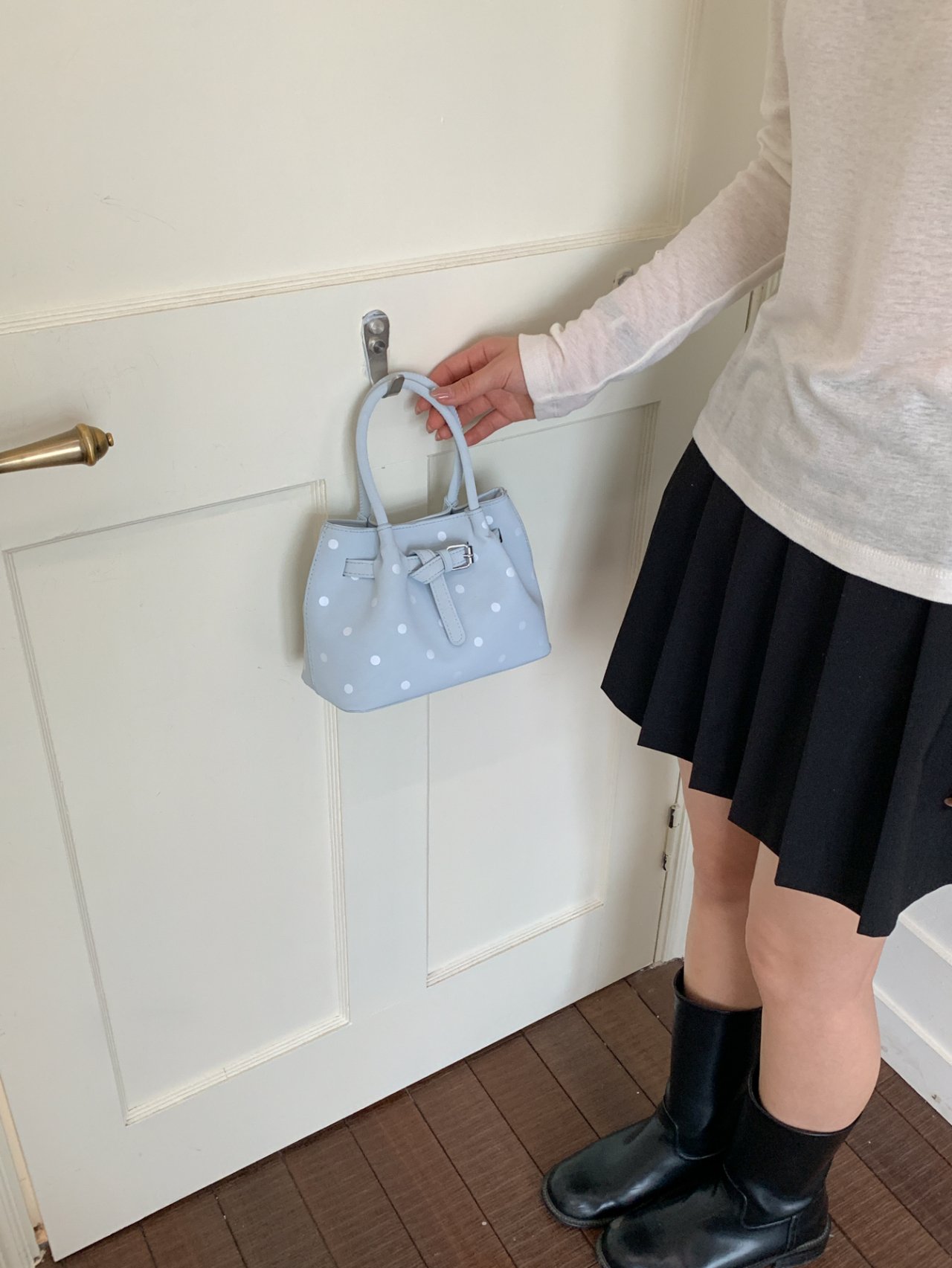 Polka Dot Handbag with Buckle Detail