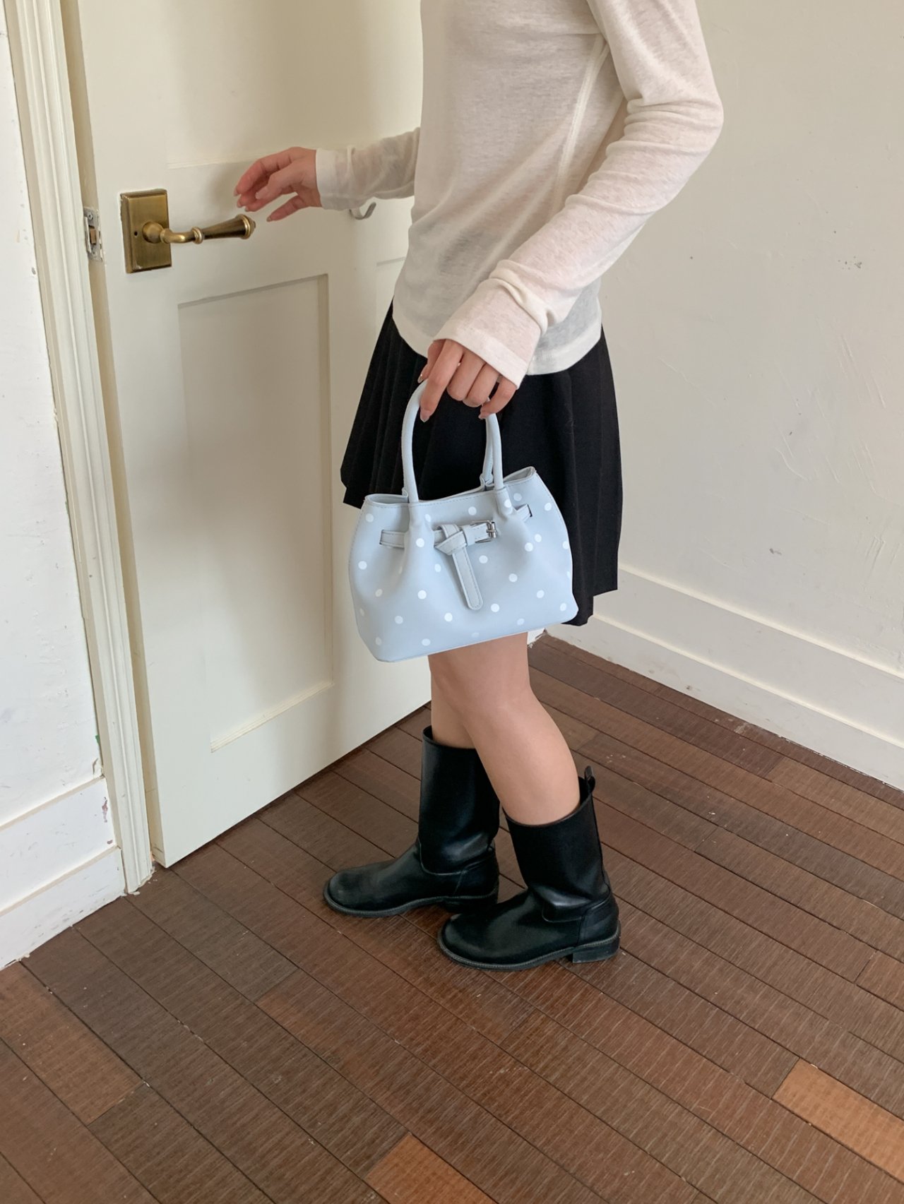 Polka Dot Handbag with Buckle Detail