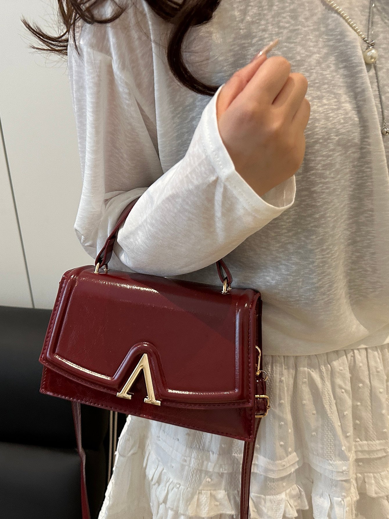 Metal Decor Flap Handbag