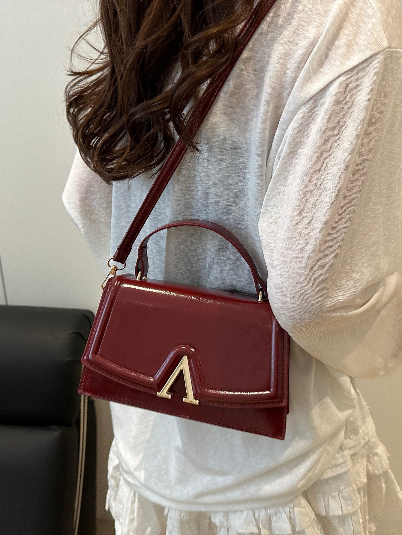 Metal Decor Flap Handbag