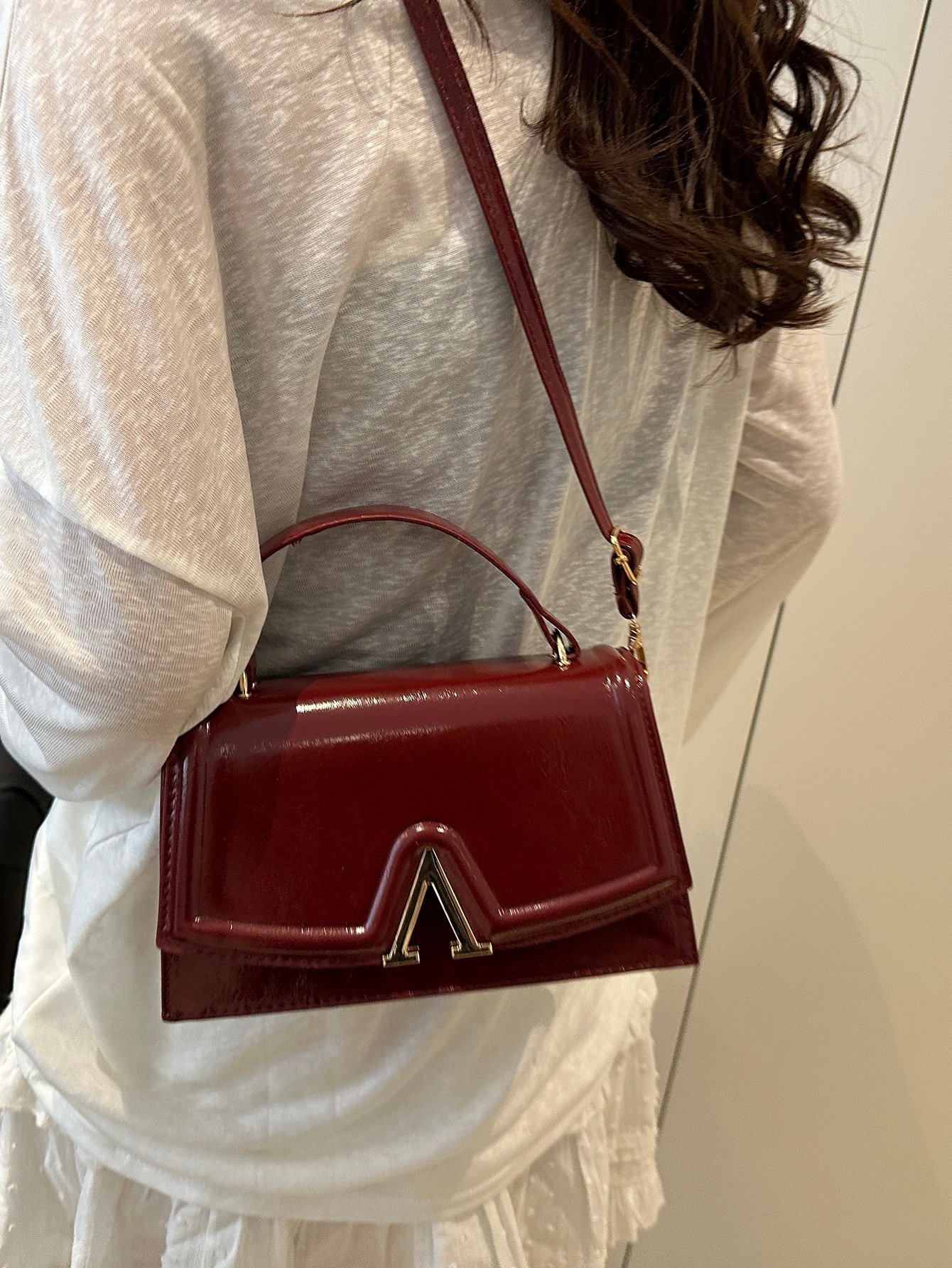 Metal Decor Flap Handbag