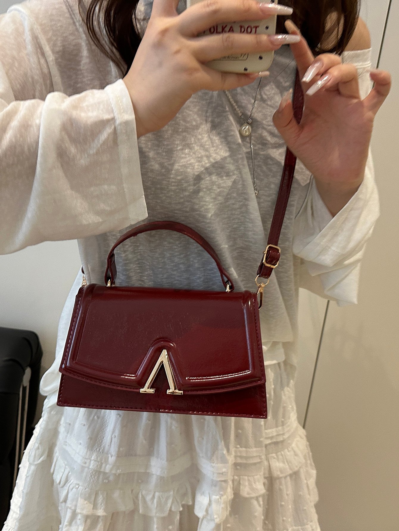 Metal Decor Flap Handbag