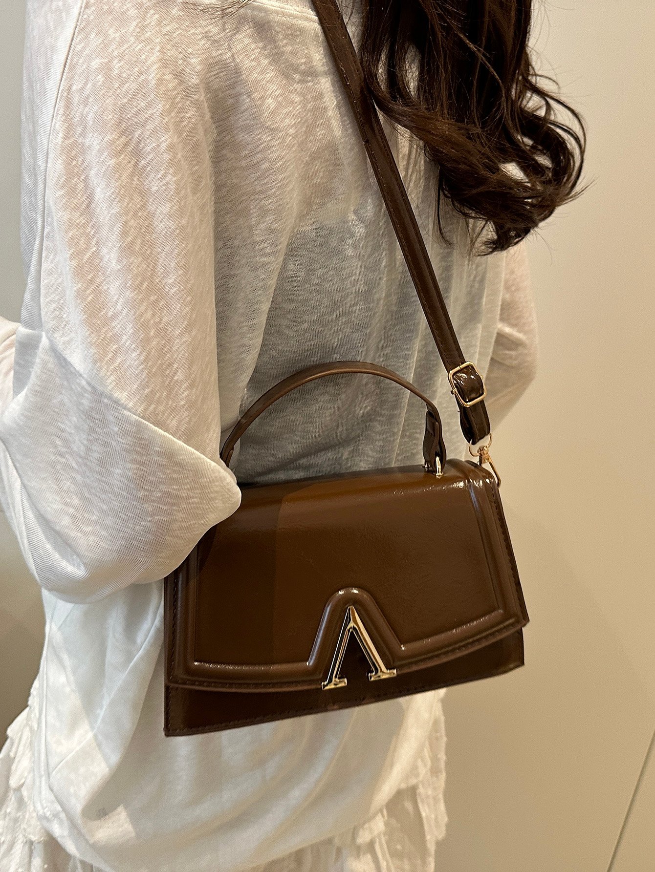 Metal Decor Flap Handbag