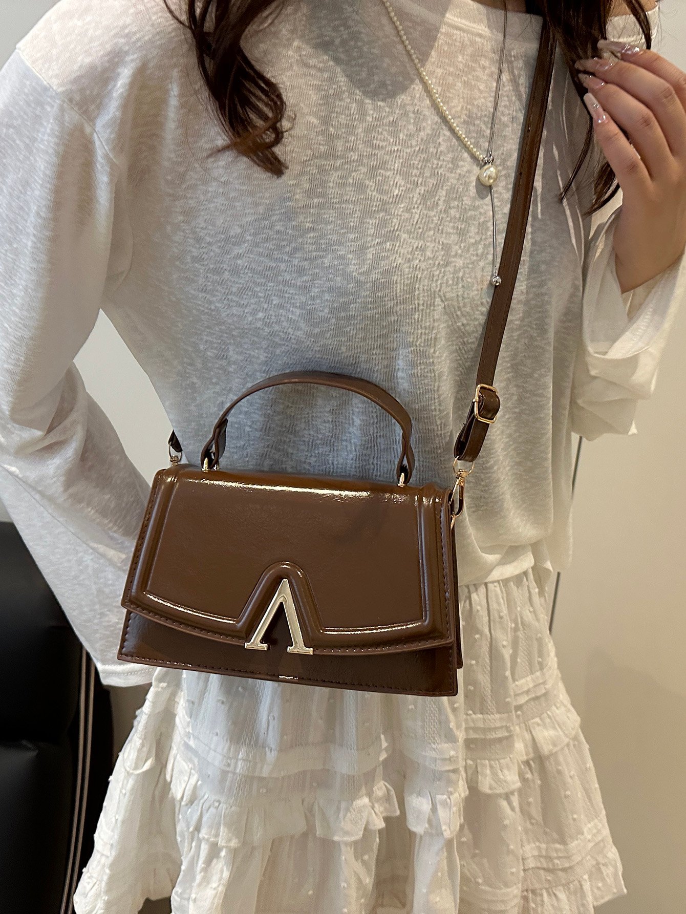 Metal Decor Flap Handbag