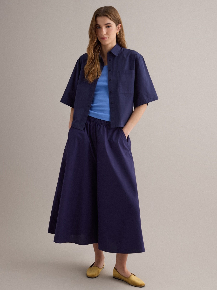 Navy Blue Cotton Palazzo Pants