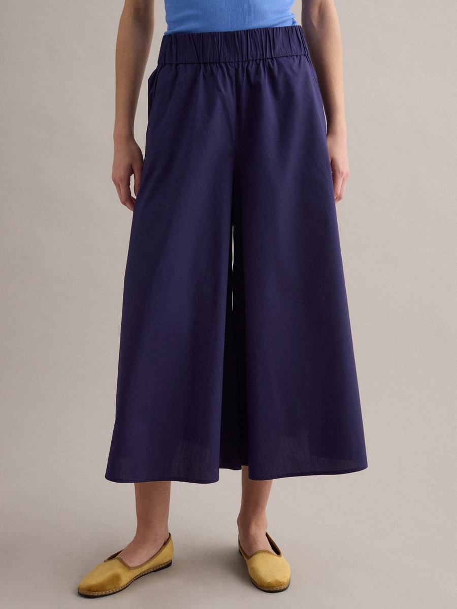 Navy Blue Cotton Palazzo Pants