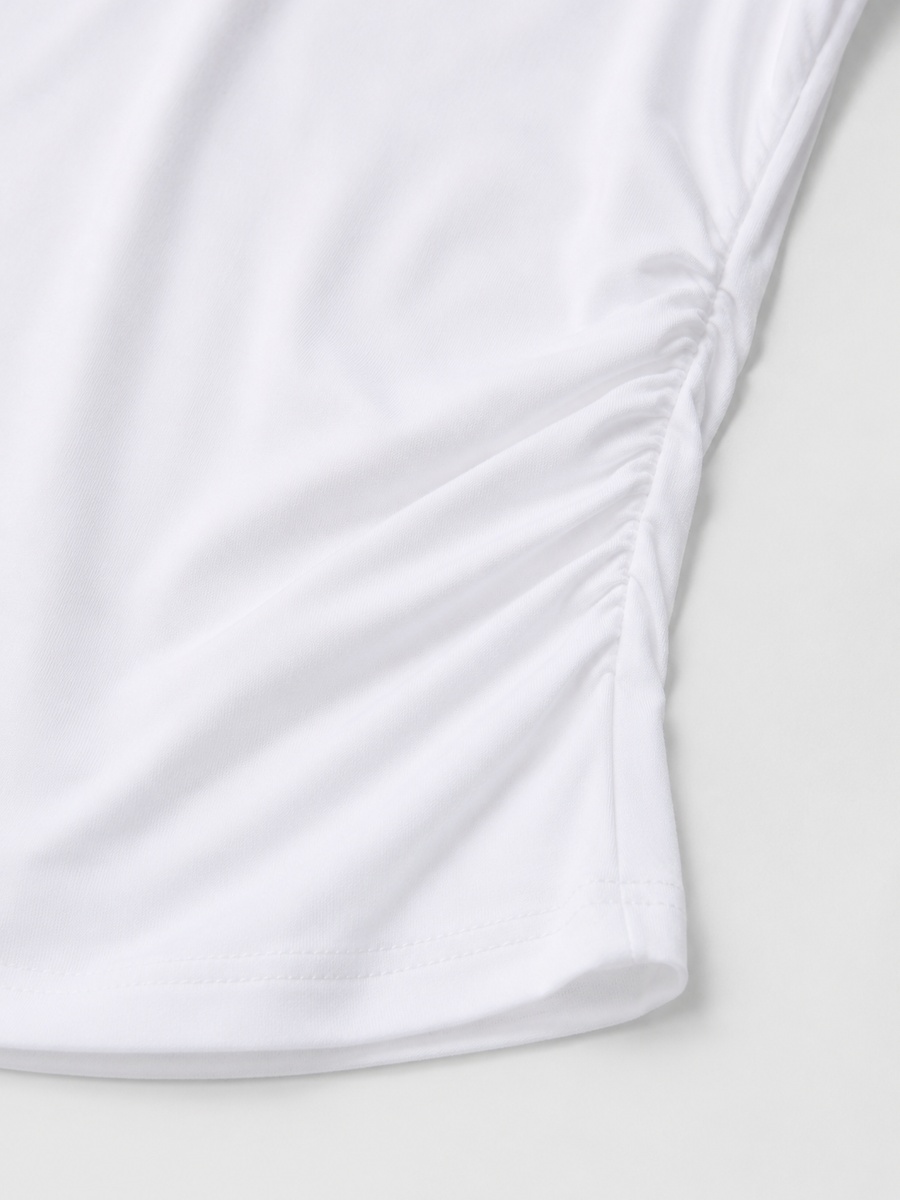 White Cotton Slim Fit Top