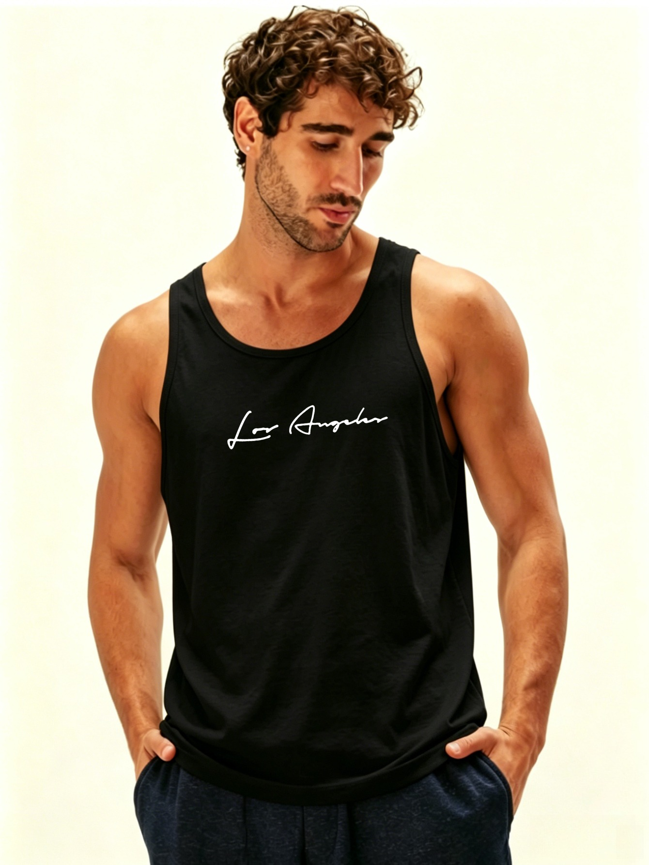 Men Text Print Lightweight Tank Top