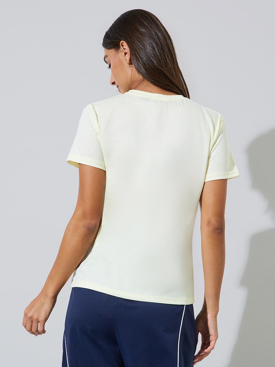 Yellow Graphic Print Short Sleeves T-Shirt