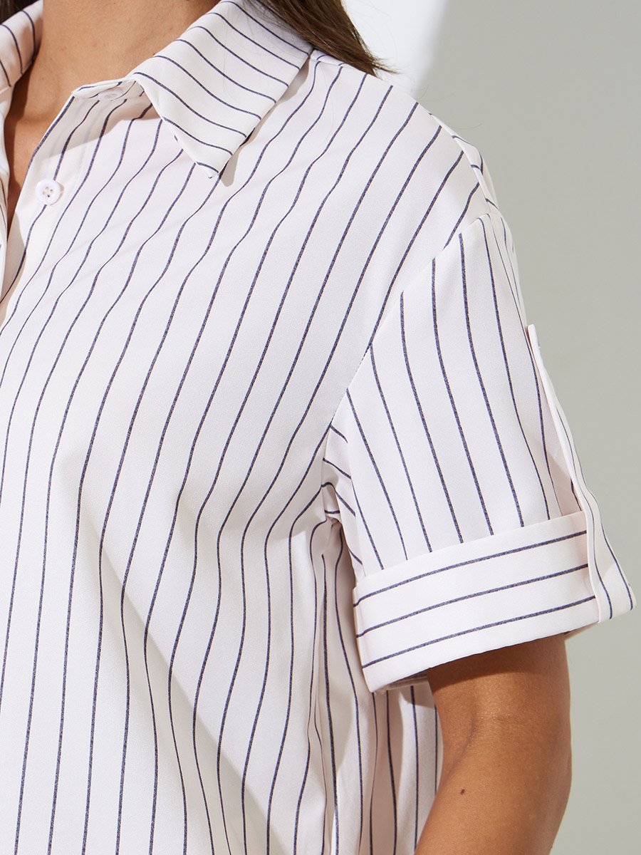 Off-White Striped Shirt and Trousers Co-ord Set