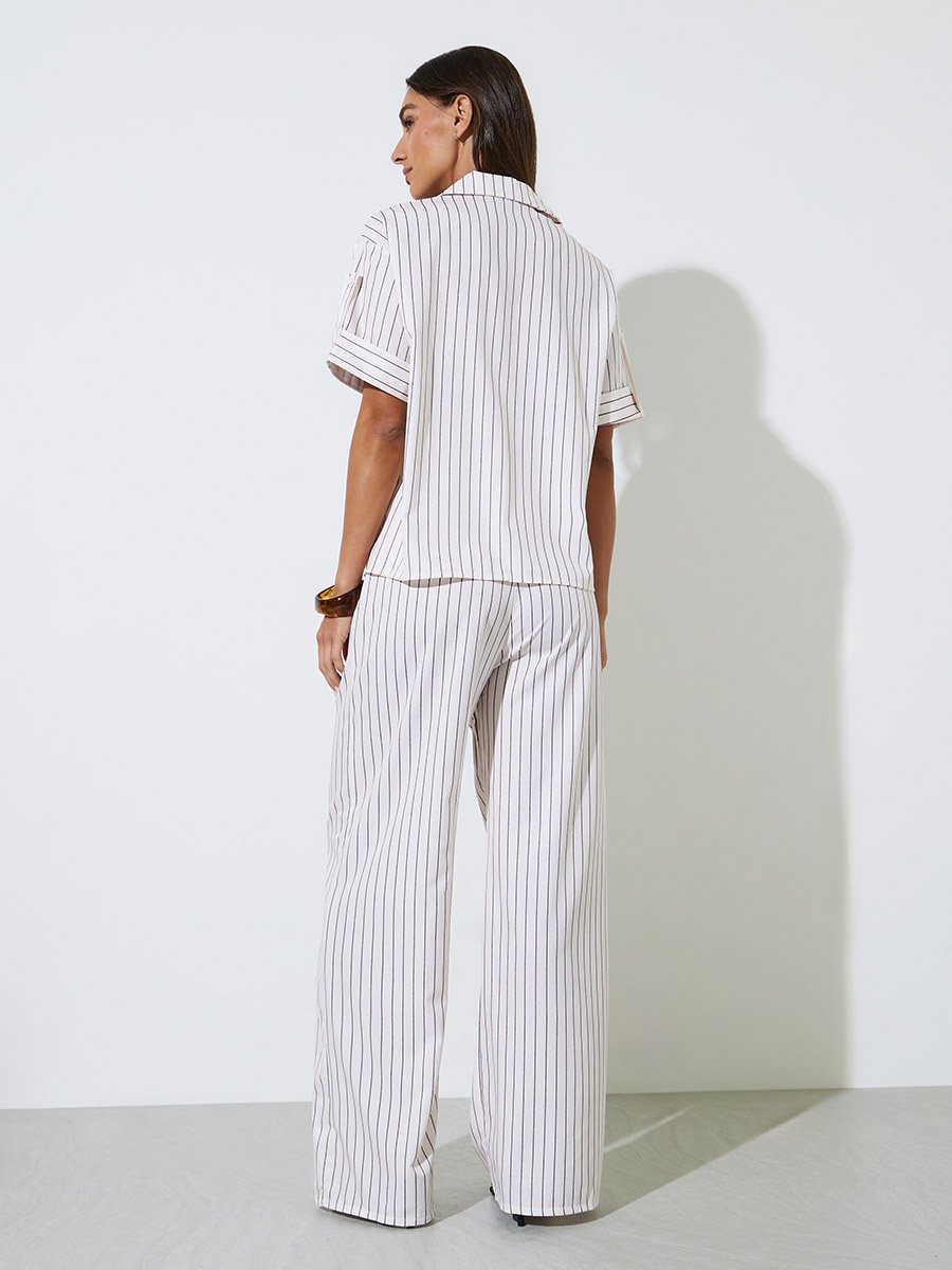 Off-White Striped Shirt and Trousers Co-ord Set
