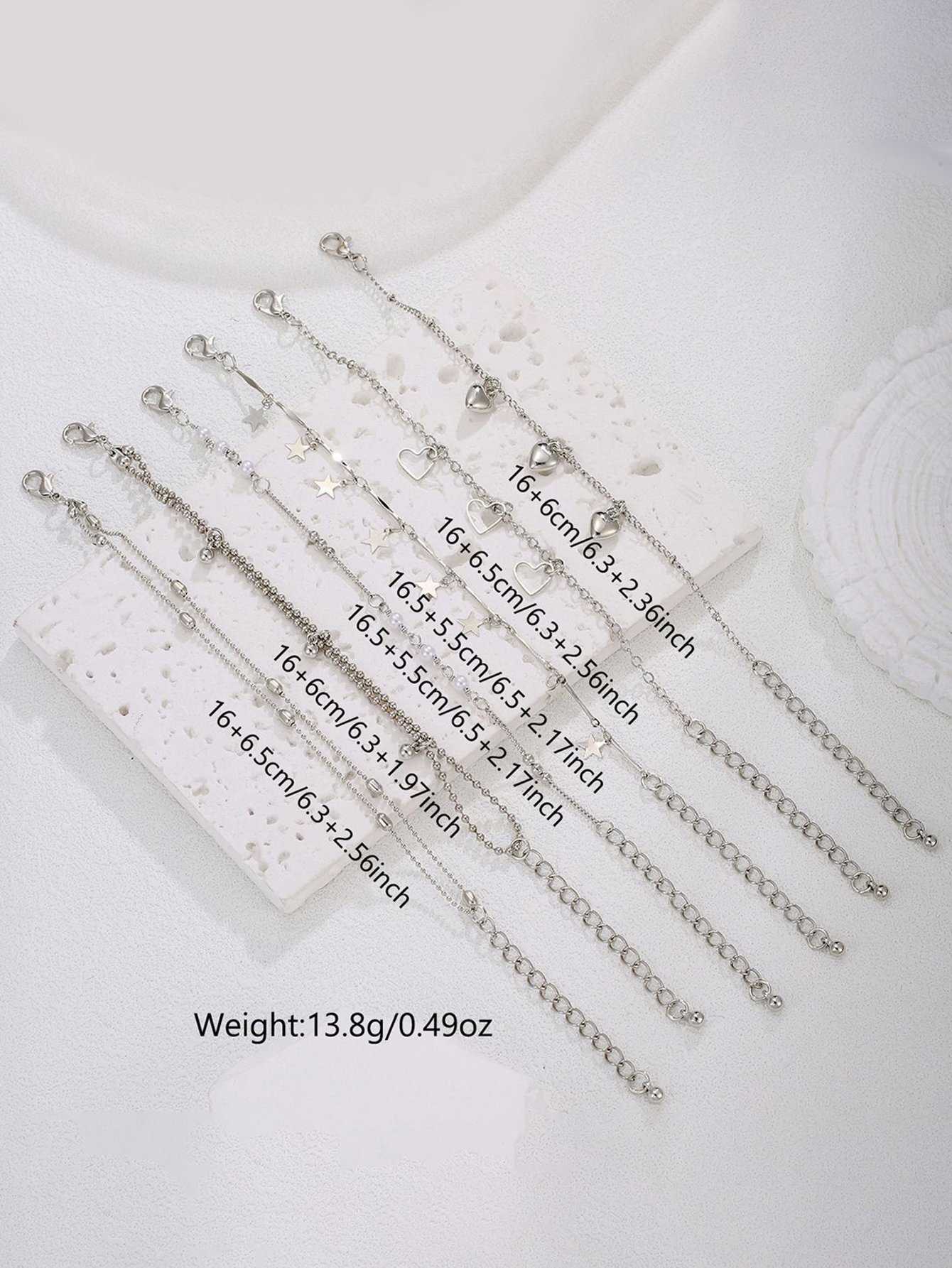 Silver Multistrand Charm Bracelet Set - 6-Piece
