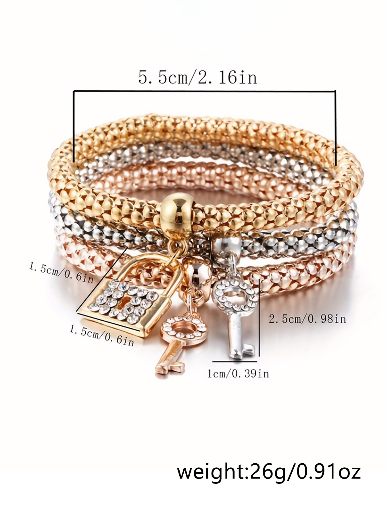 Multi-Color Trio Bangle Bracelets with Charm Set