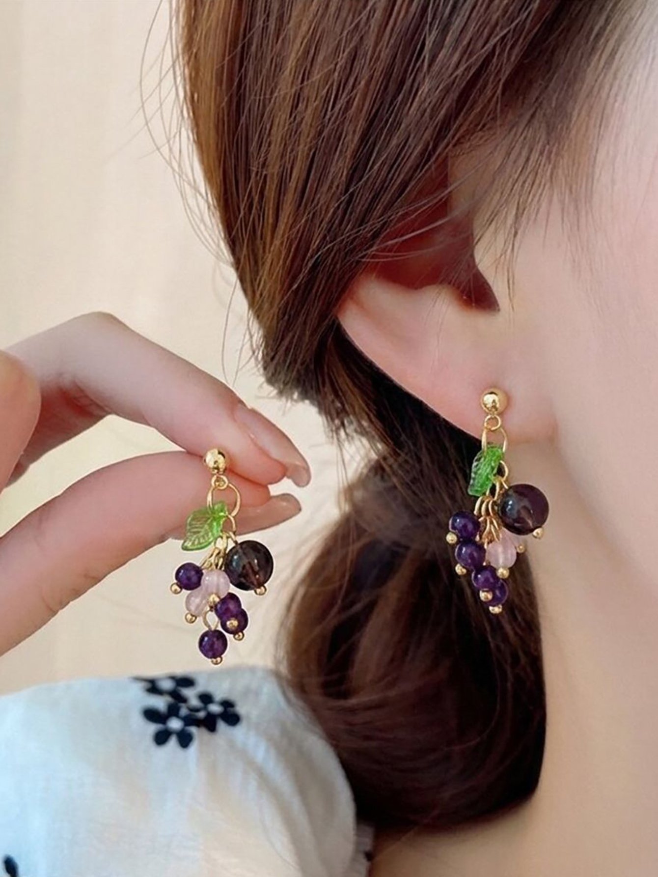 Grape Cluster Stud Earrings