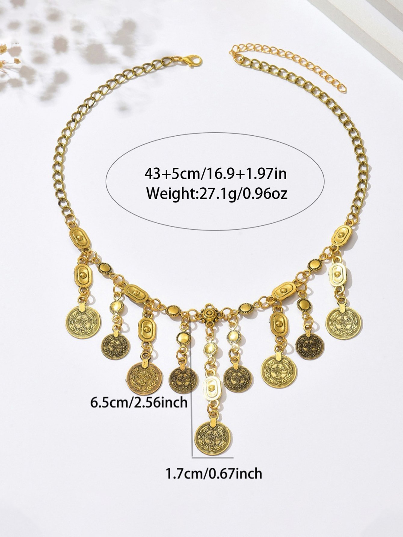 Gold Coin Dangle Chain Necklace