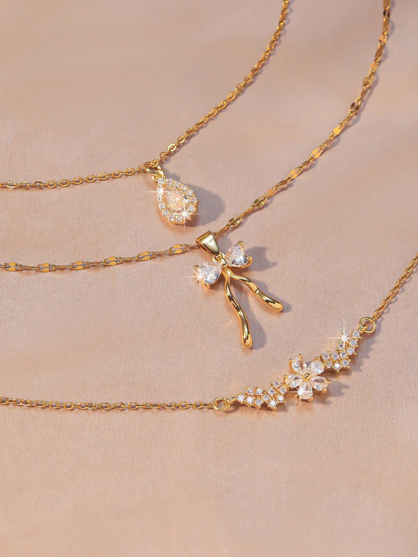 Gold Bow Tie Charm Necklace