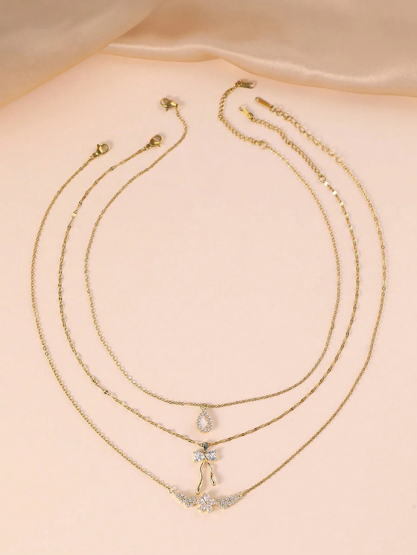 Gold Bow Tie Charm Necklace