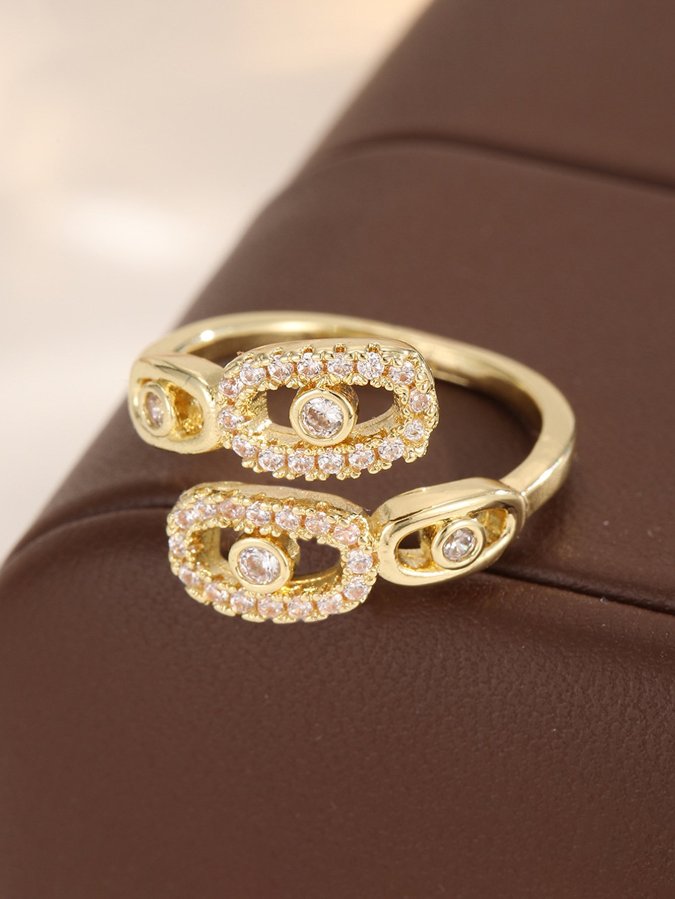 Gold Pave Crystal Casual Ring