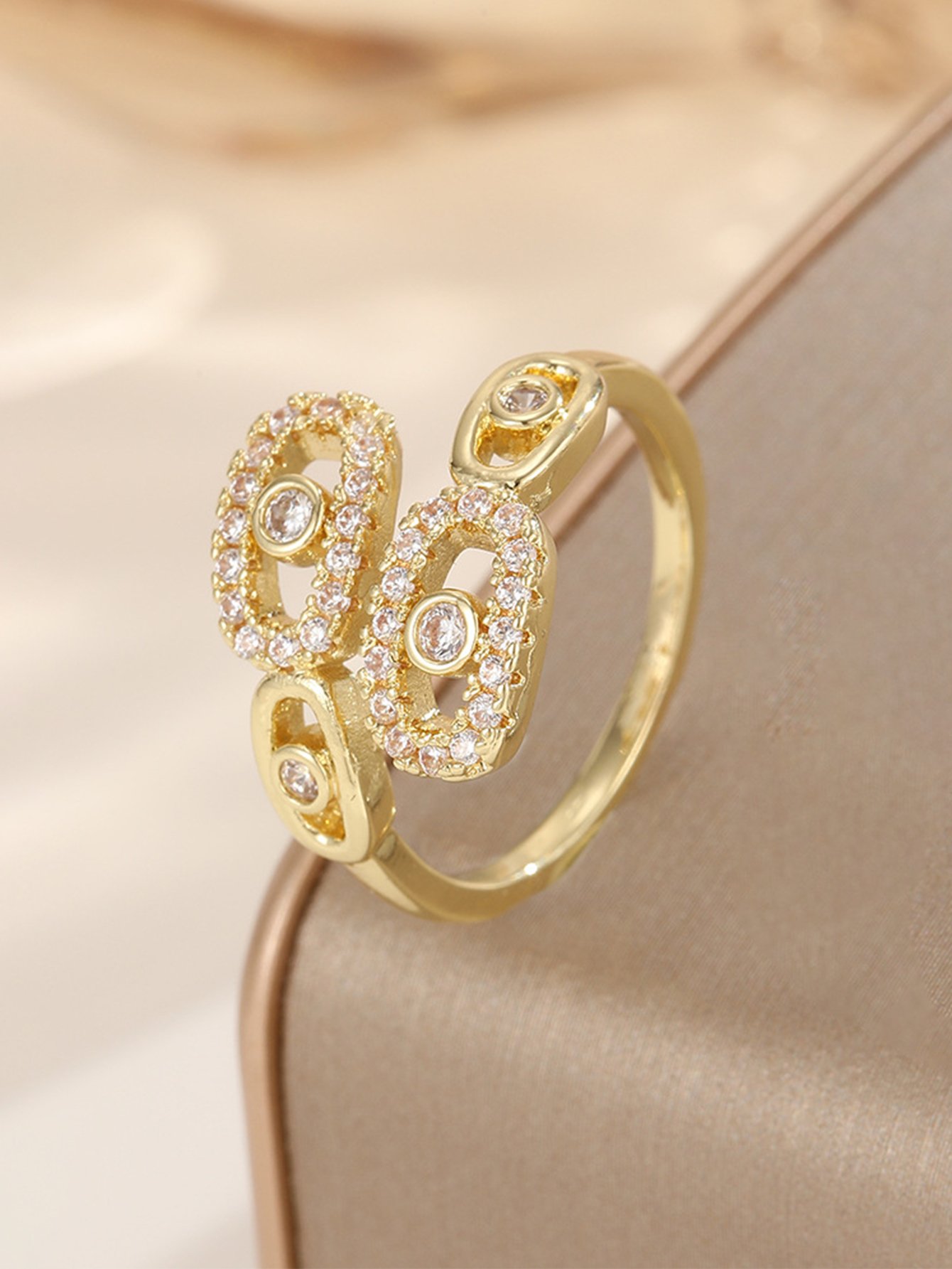 Gold Pave Crystal Casual Ring
