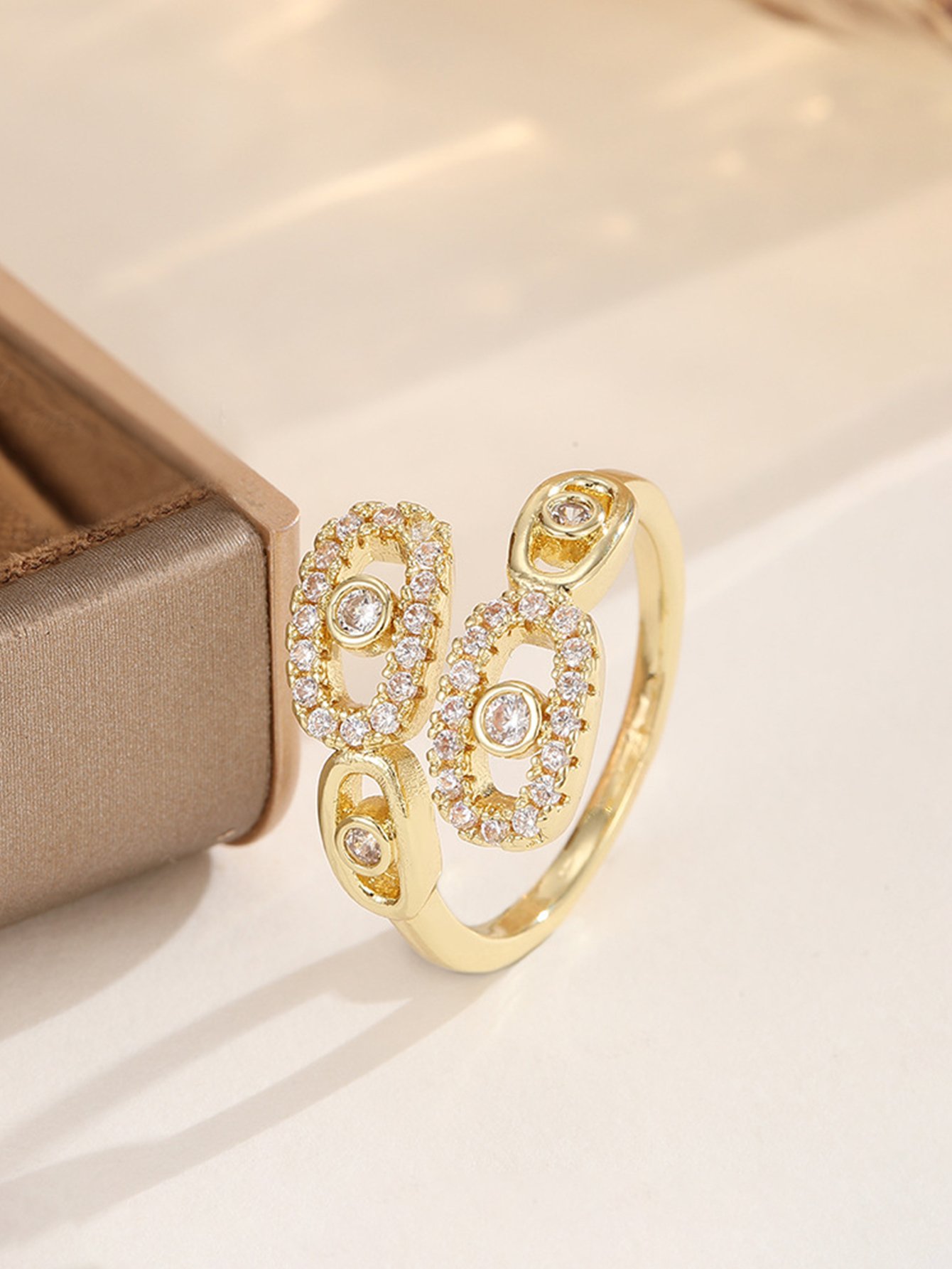 Gold Pave Crystal Casual Ring