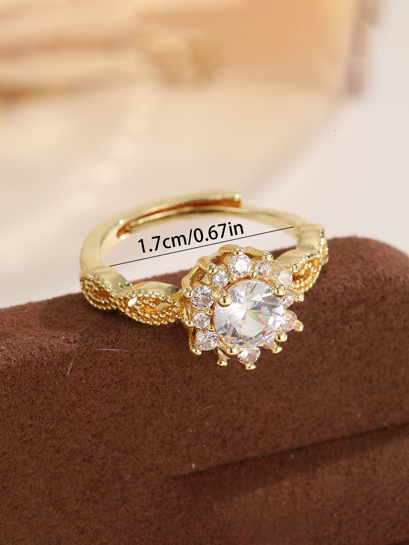 Golden Zircon Solitaire Ring