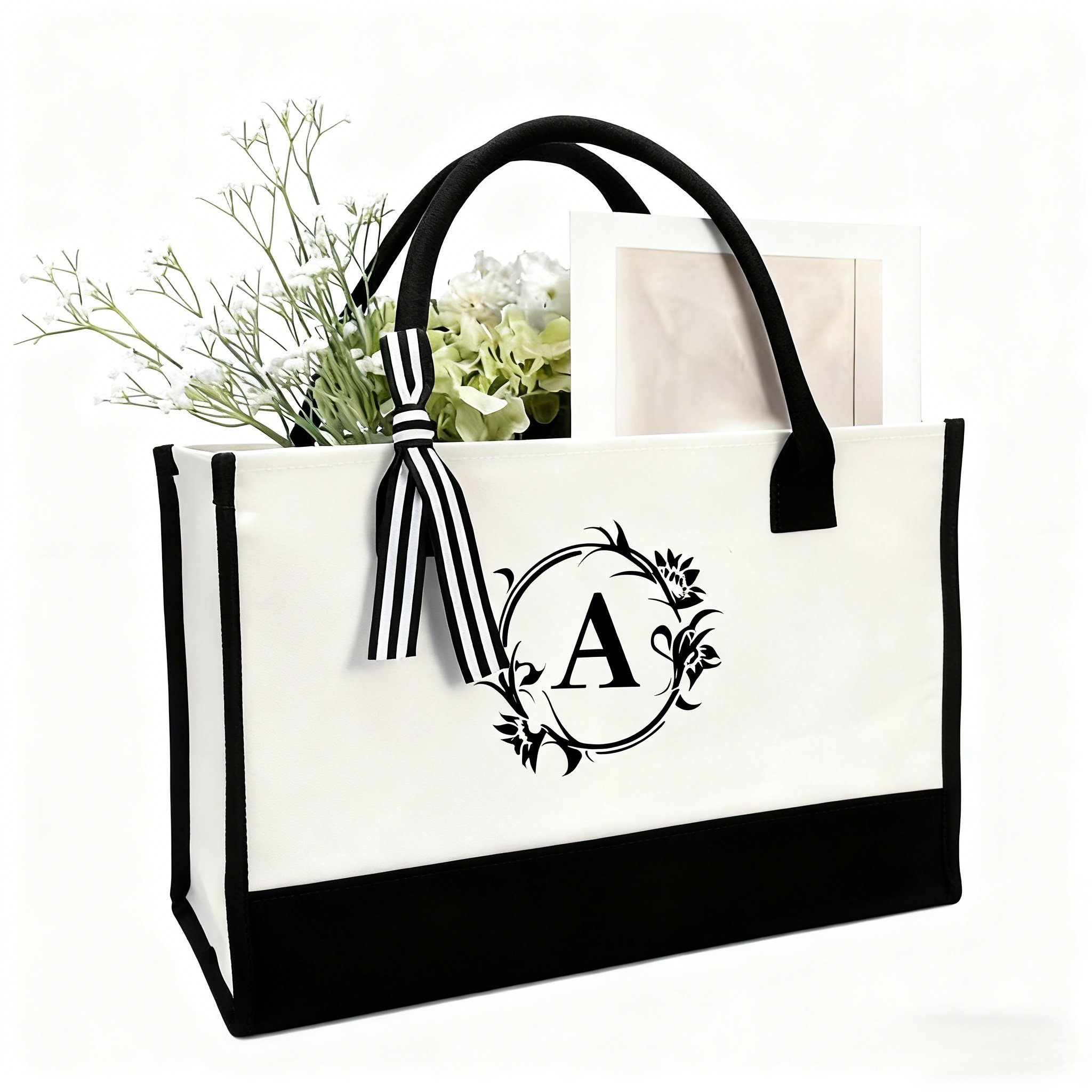White Monogrammed Tote Bag